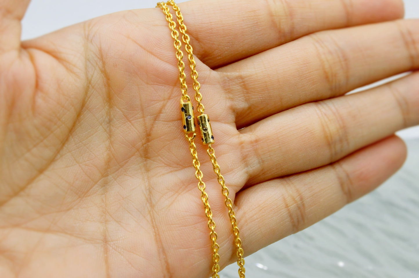 Iolite Gold Chain Necklace, Dainty Necklace, Gold Plated Sterling Silver Purple Gemstone Necklace, Birthday Gifts For Her, Gift For Mom