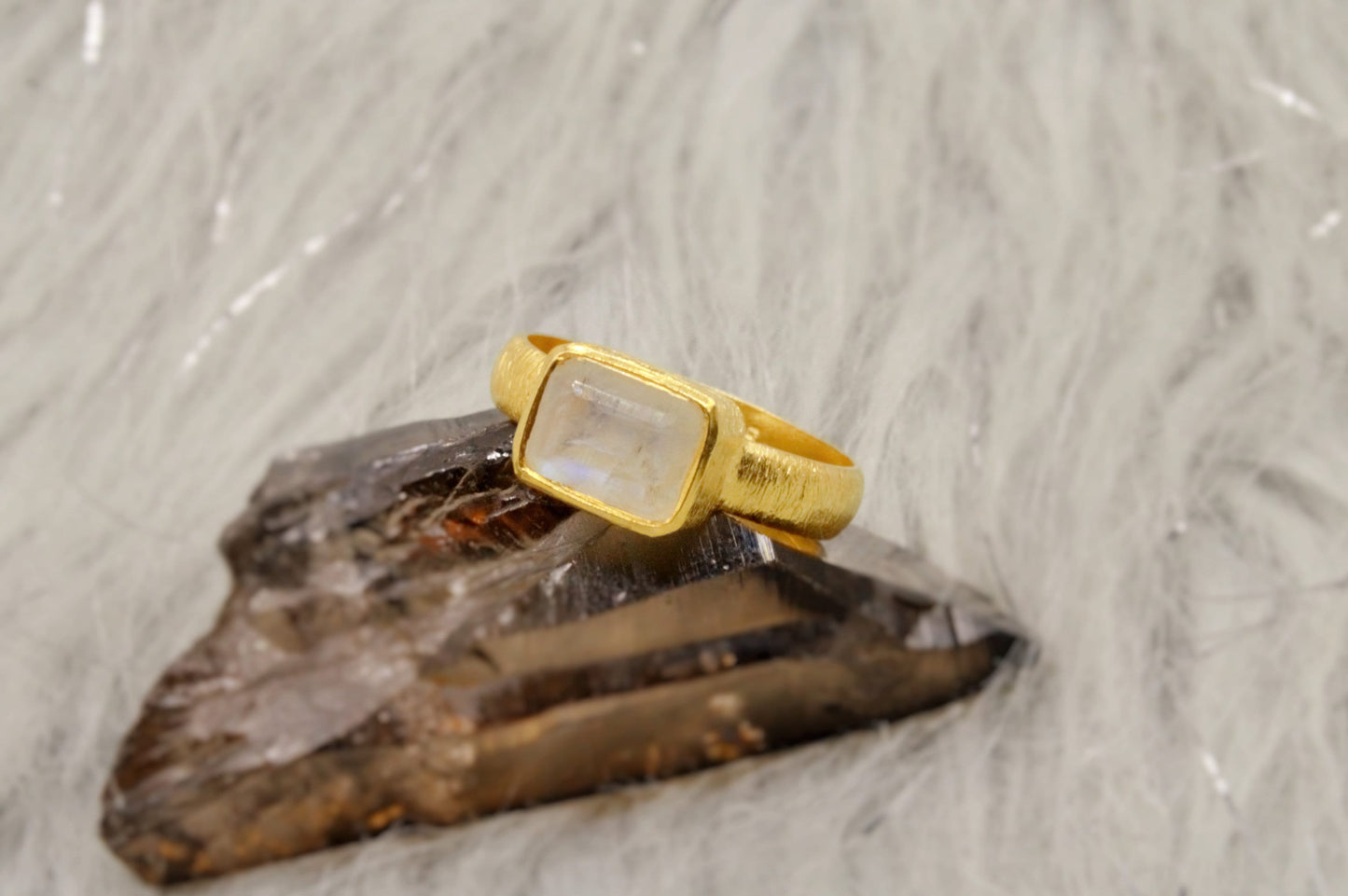Rainbow Moonstone Dainty Gold Ring, Gemstone Ring, June Birthstone, Gold Plated 925 Sterling Silver Ring, Birthday Gifts, Rings For Women,