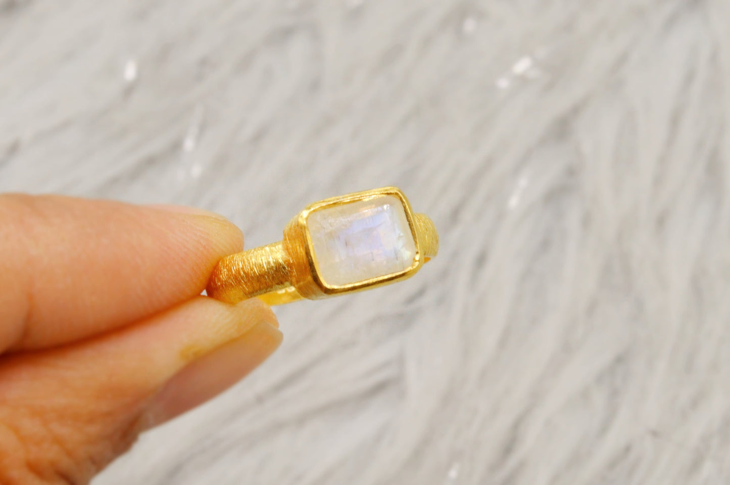 Rainbow Moonstone Dainty Gold Ring, Gemstone Ring, June Birthstone, Gold Plated 925 Sterling Silver Ring, Birthday Gifts, Rings For Women,