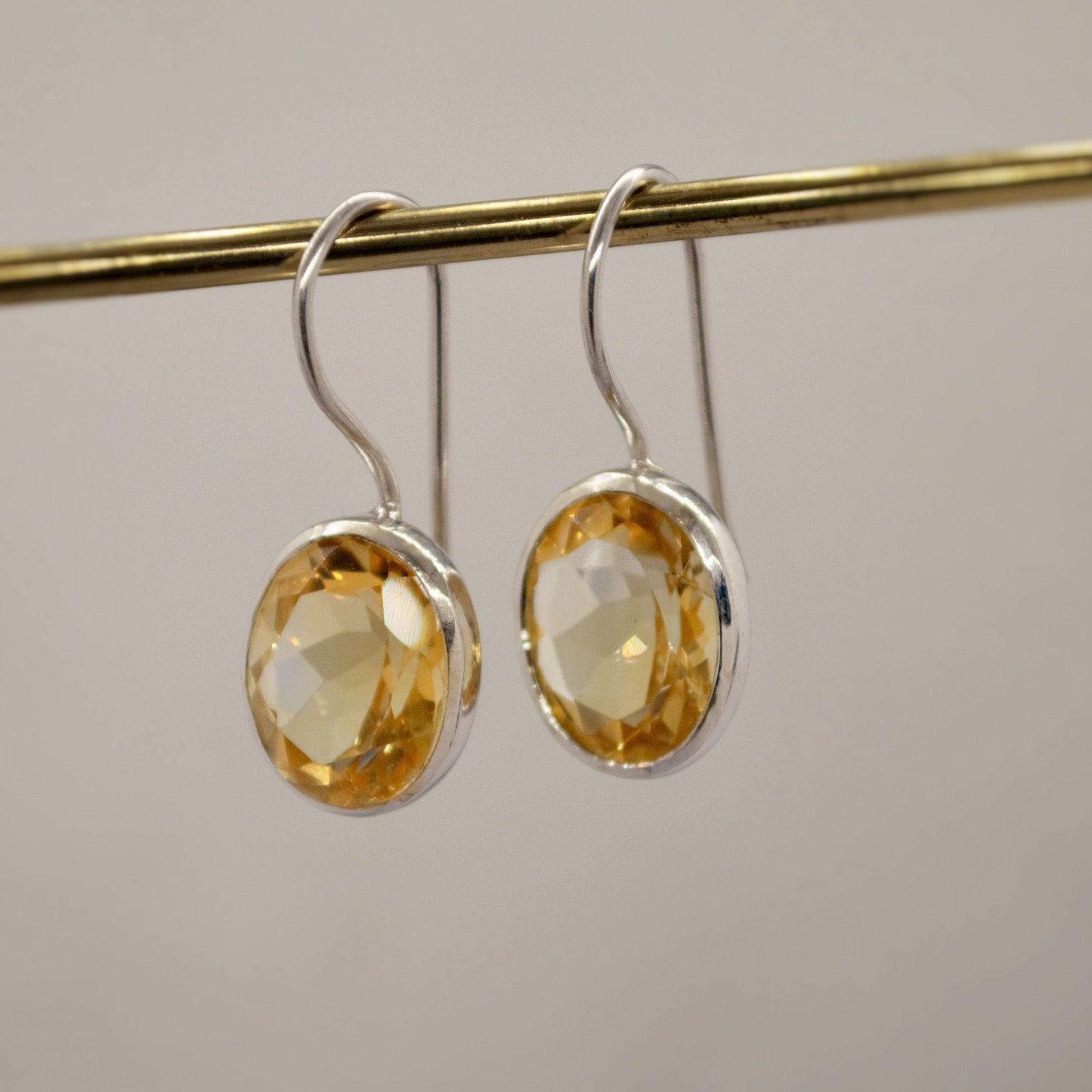 Citrine Earrings, Sterling Silver Earrings, Statement Unique Dangle Drop Earrings, November Birthstone, Gift For Her, Birthday Gift