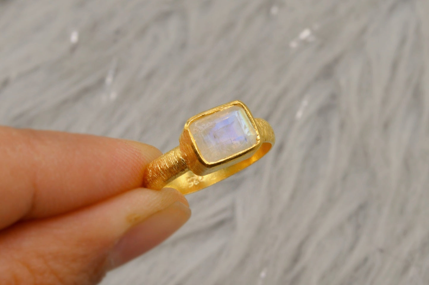 Rainbow Moonstone Dainty Gold Ring, Gemstone Ring, June Birthstone, Gold Plated 925 Sterling Silver Ring, Birthday Gifts, Rings For Women,