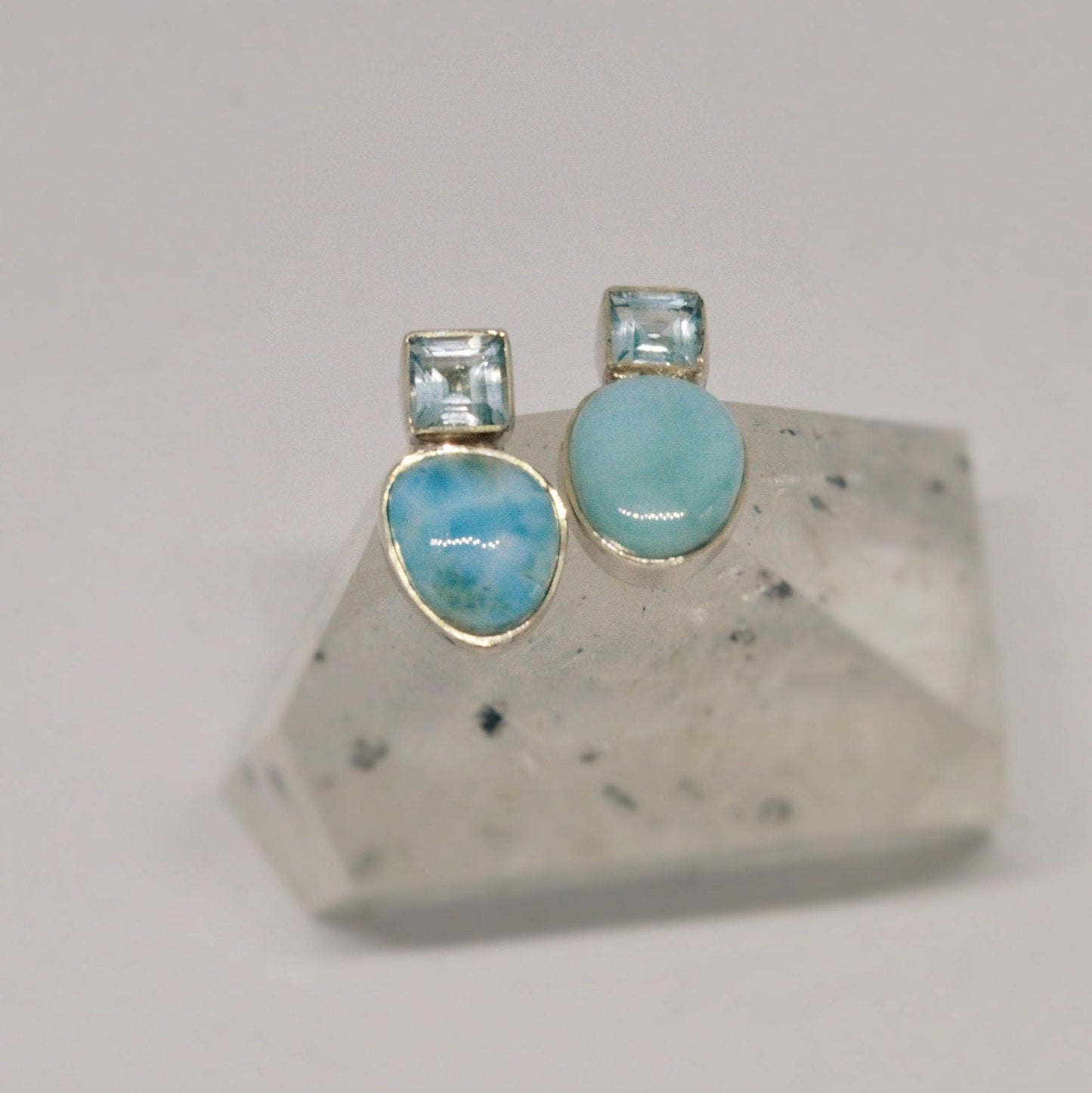 Larimar Blue Topaz Silver Stud Earrings, Larimar Stone, Larimar Gemstone, Blue Topaz Studs, Larimar Earrings, Birthday Gift For Her