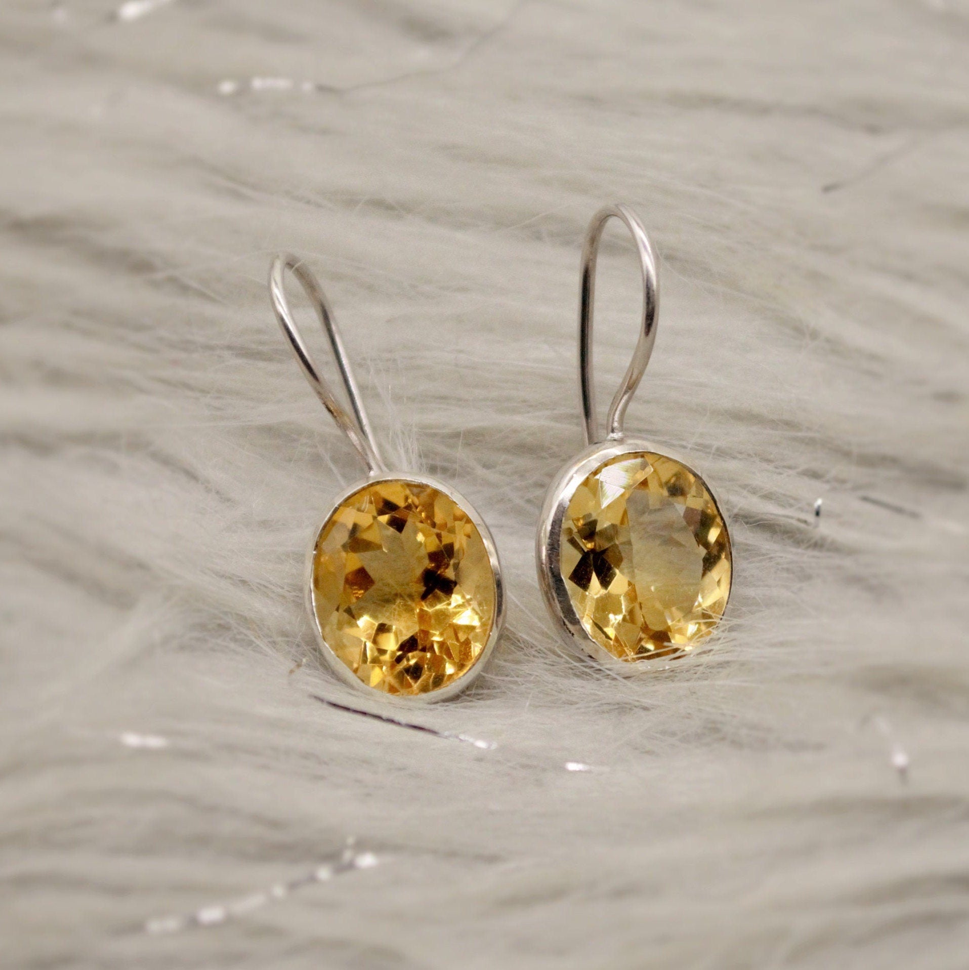 Citrine Earrings, Sterling Silver Earrings, Statement Unique Dangle Drop Earrings, November Birthstone, Gift For Her, Birthday Gift