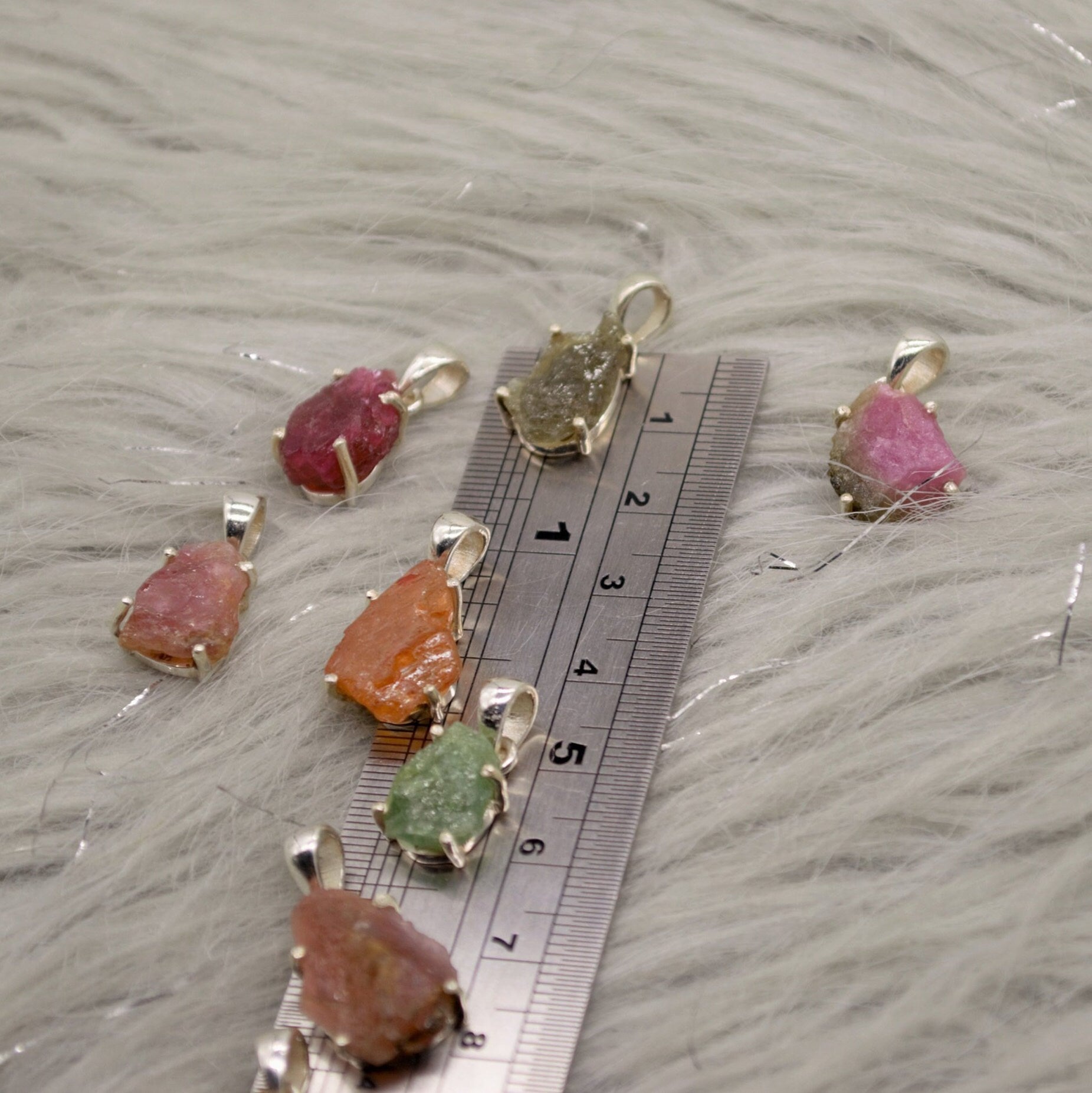 Raw Tourmaline Pendant, Pink, Green, Orange, Watermelon Tourmaline Necklace, Sterling Silver, October Birthstone, Tourmaline Jewelry