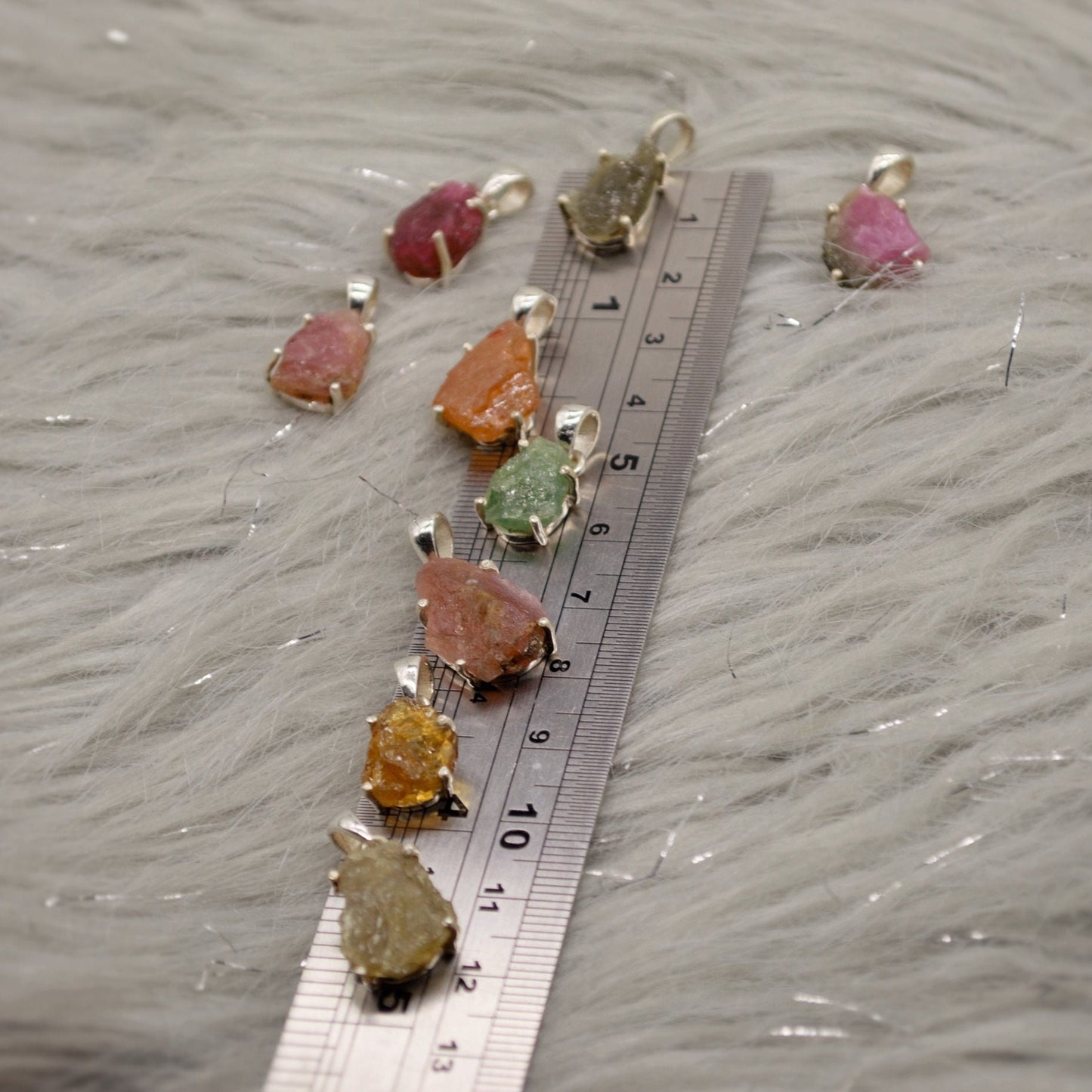 Raw Tourmaline Pendant, Pink, Green, Orange, Watermelon Tourmaline Necklace, Sterling Silver, October Birthstone, Tourmaline Jewelry