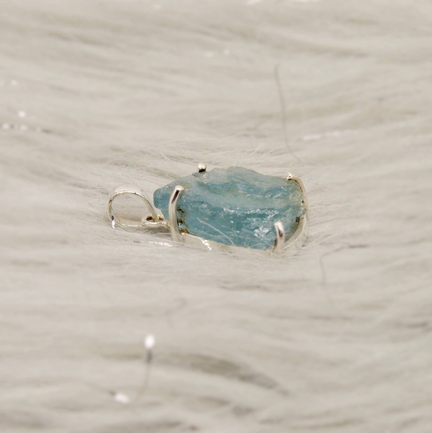 Raw Aquamarine Pendant Necklace, Sterling Silver, March Birthstone, Aquamarine Crystal, Raw Gemstone, Gift For Her