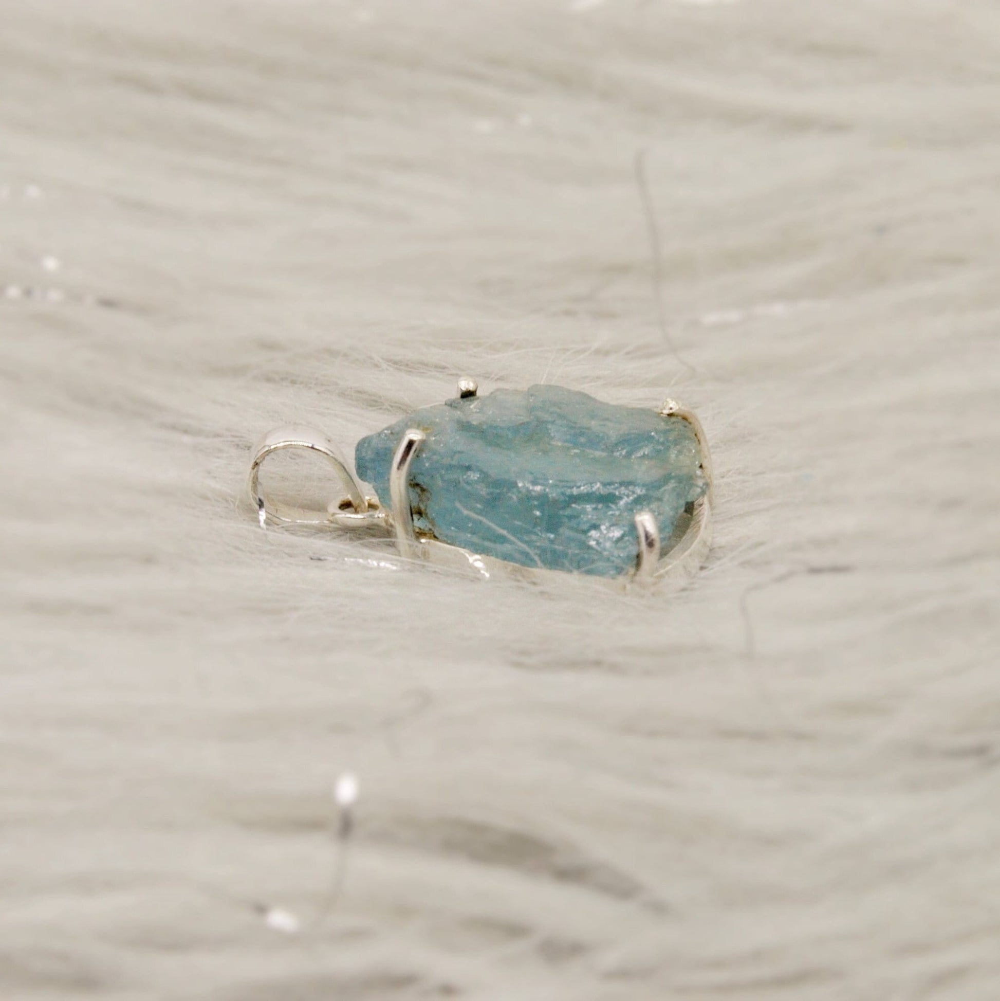 Raw Aquamarine Pendant Necklace, Sterling Silver, March Birthstone, Aquamarine Crystal, Raw Gemstone, Gift For Her