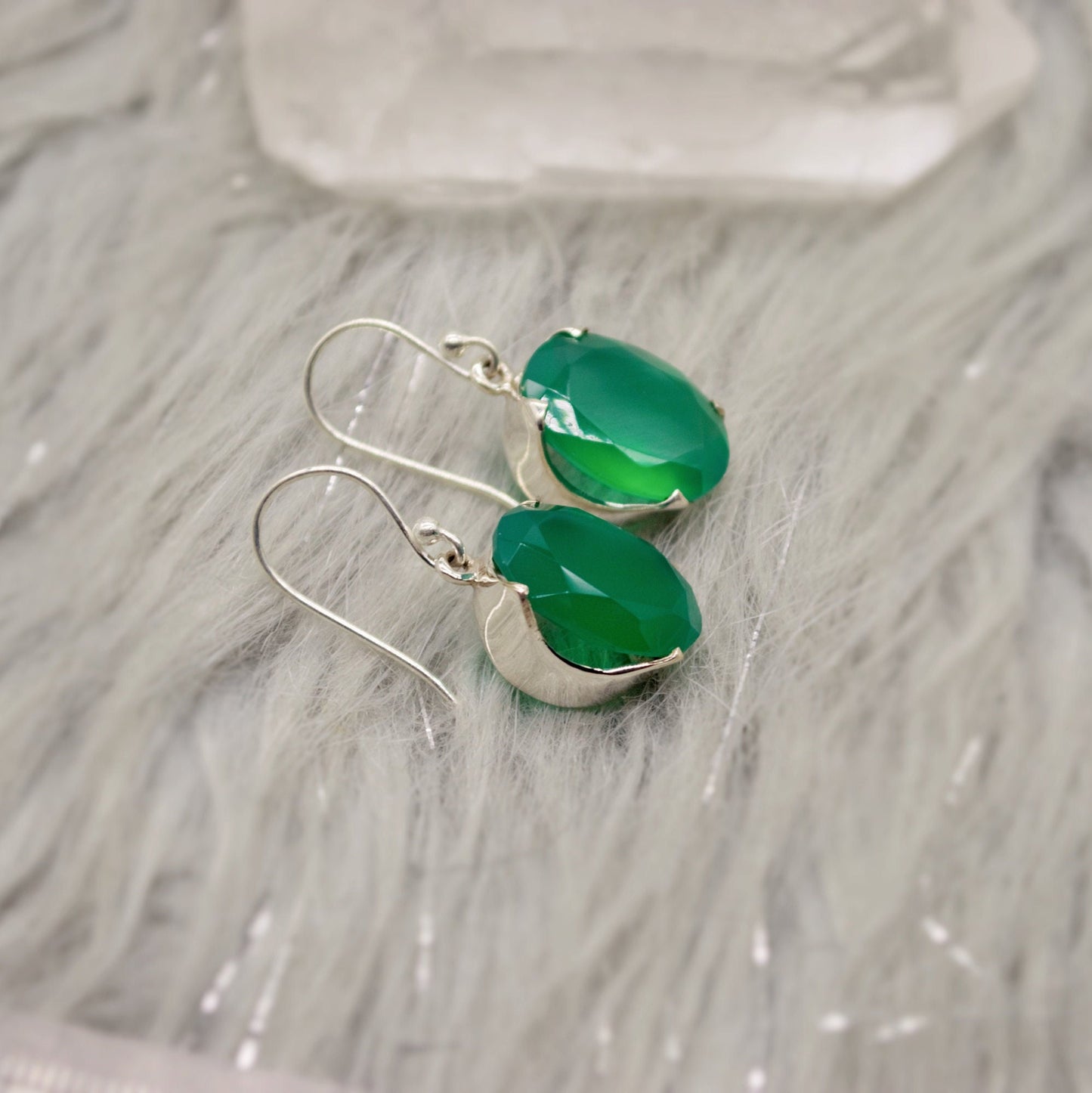 Green Onyx Earrings, Sterling Silver Gemstone Earrings, Dangle Drop Earrings, Handmade Earrings, Gifts For Her