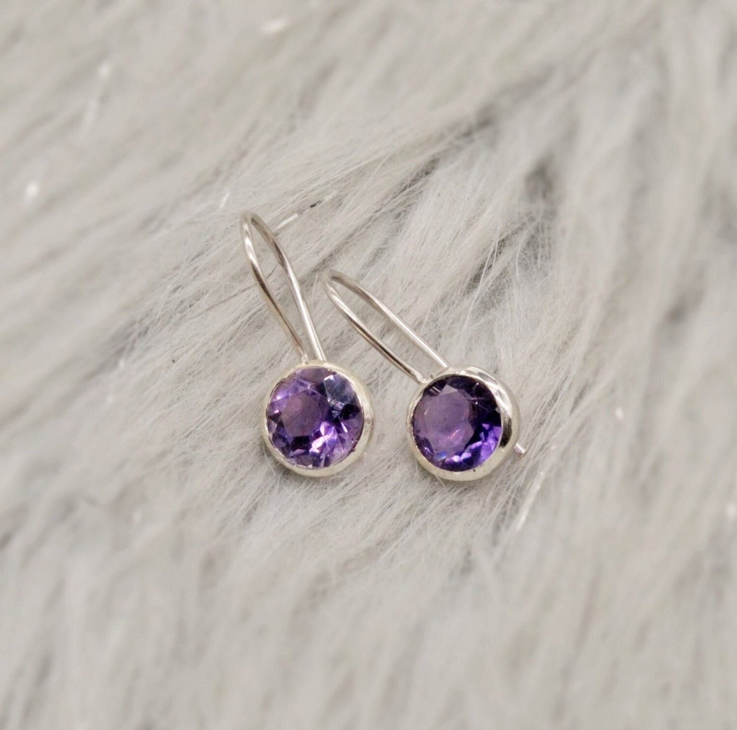 Purple Amethyst Sterling Silver Earrings, February Birthstone, Dainty Statement Unique Gemstone Dangle Drop Earrings, Gifts For Her