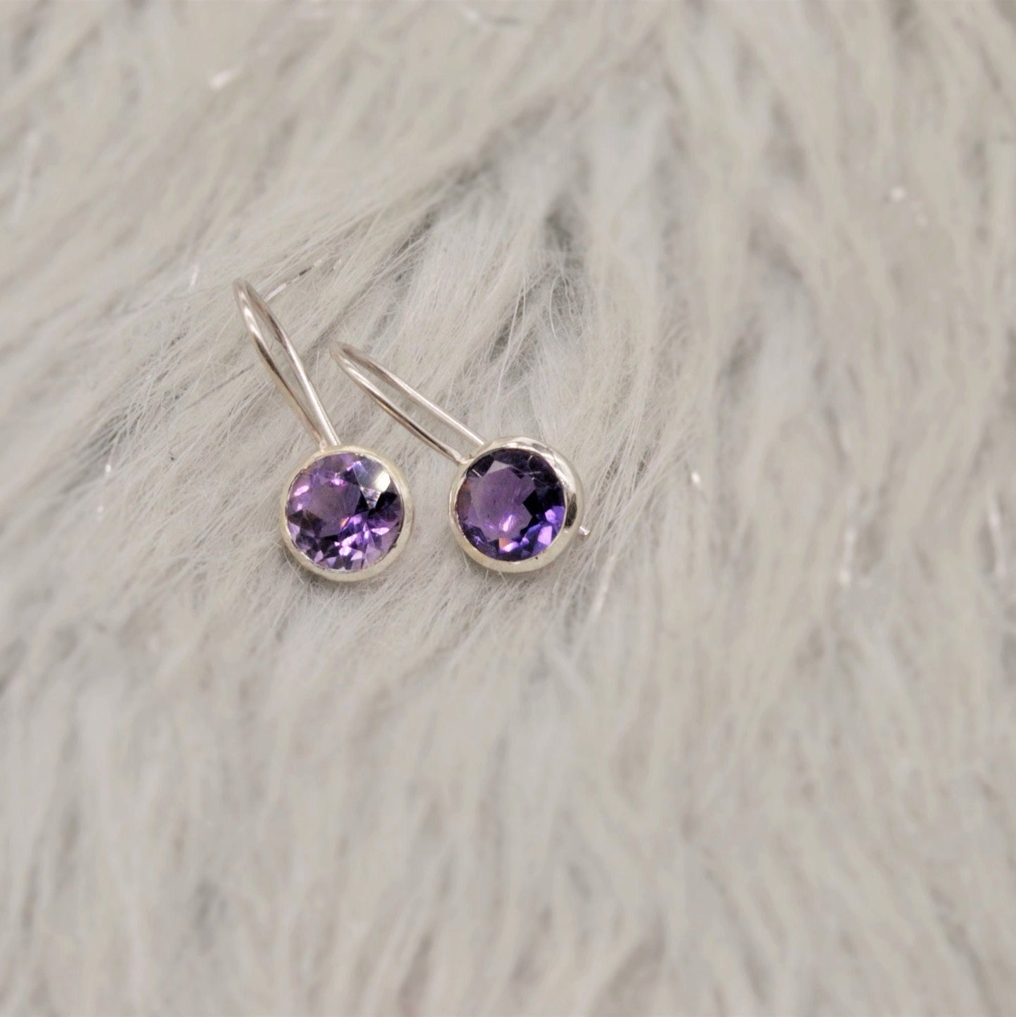 Purple Amethyst Sterling Silver Earrings, February Birthstone, Dainty Statement Unique Gemstone Dangle Drop Earrings, Gifts For Her