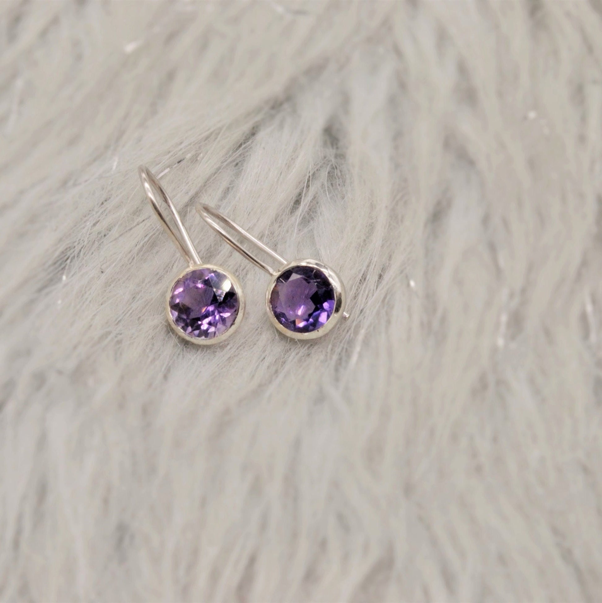 Purple Amethyst Sterling Silver Earrings, February Birthstone, Dainty Statement Unique Gemstone Dangle Drop Earrings, Gifts For Her