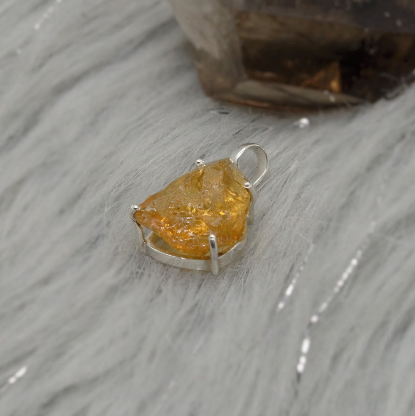 Raw Citrine Pendant Necklace, Rough Cut Natural Citrine, November Birthstone, Raw Gemstone, Sterling Silver, Birthday gifts, Yellow Gem