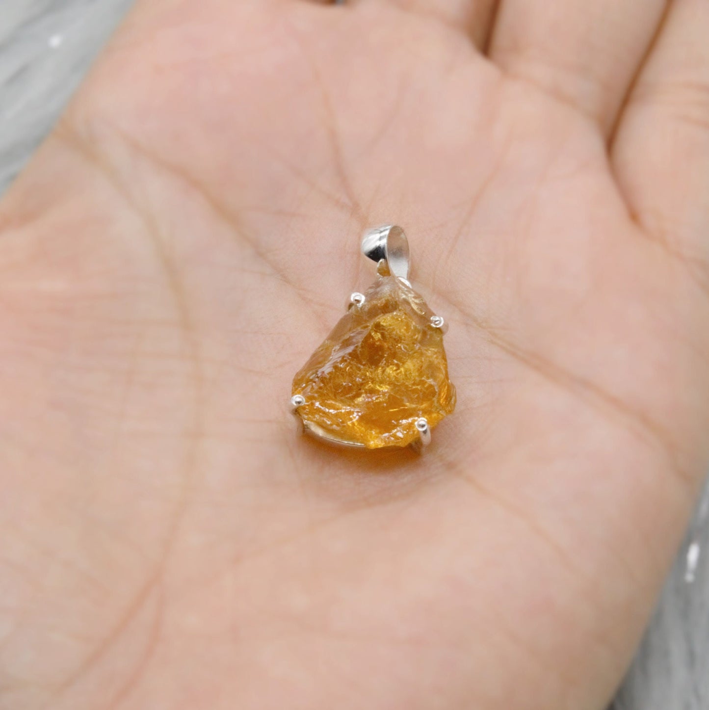 Raw Citrine Pendant Necklace, Rough Cut Natural Citrine, November Birthstone, Raw Gemstone, Sterling Silver, Birthday gifts, Yellow Gem