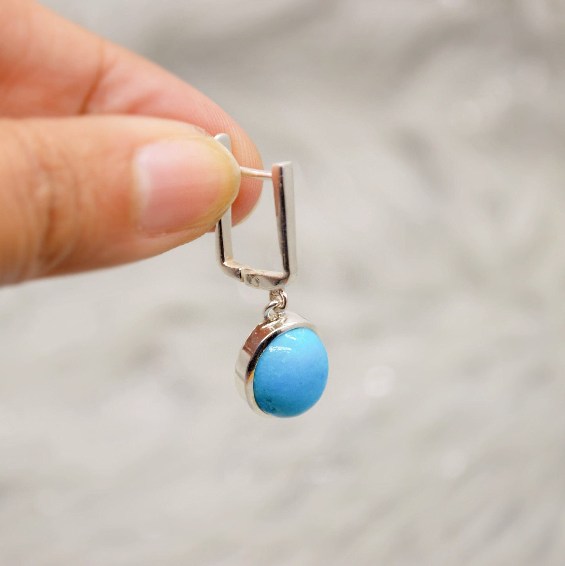 Blue Turquoise Drop Earrings, Sterling Silver Turquoise Jewelry, December Birthstone, Unique Gemstone, Christmas Gifts, Dangle Earrings