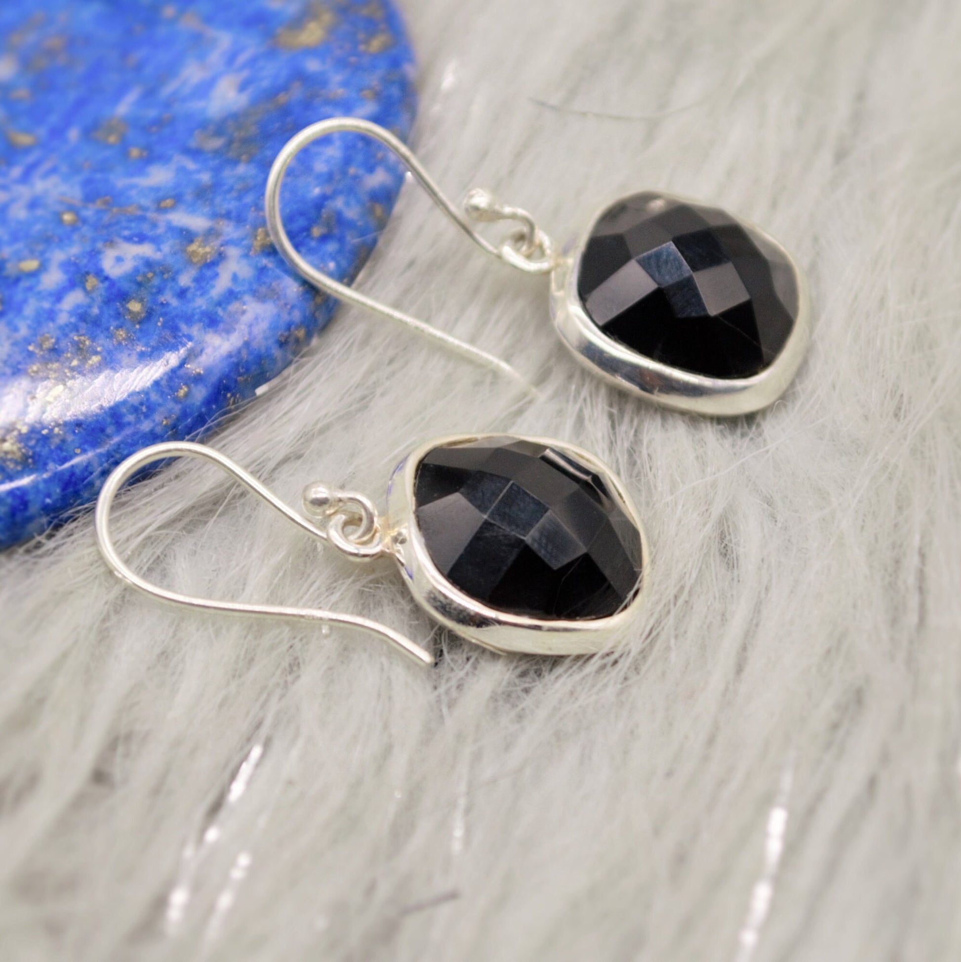 Black Onyx Sterling Silver Earrings, Statement Gemstone Earrings, Unique Dangle Drop Earrings, Birthday, Christmas Gift For Her