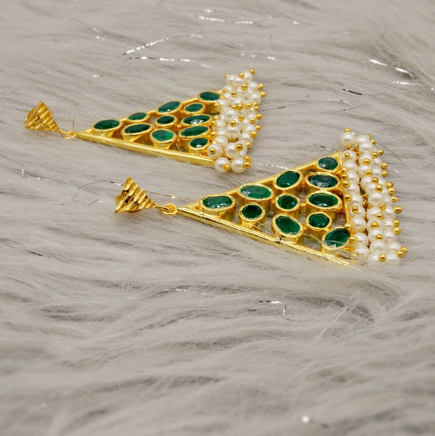 Green Onyx Pearl Gold Earrings, Unique Dangle Jhumka Earrings, June Birthstone, Statement Gemstone Drop Earrings, Gifts For Her