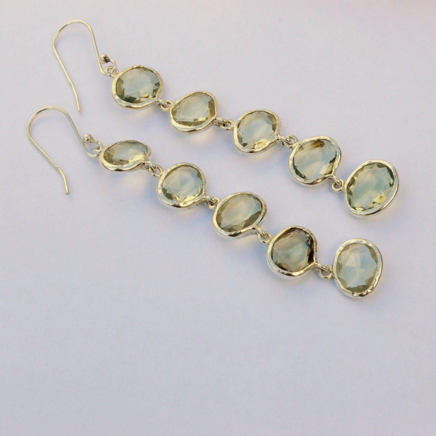 Green Amethyst Sterling Silver Earrings, February Birthstone Jewelry, Amethyst Dangle Earrings, Birthday Gift For Her, Bridesmaid Gift
