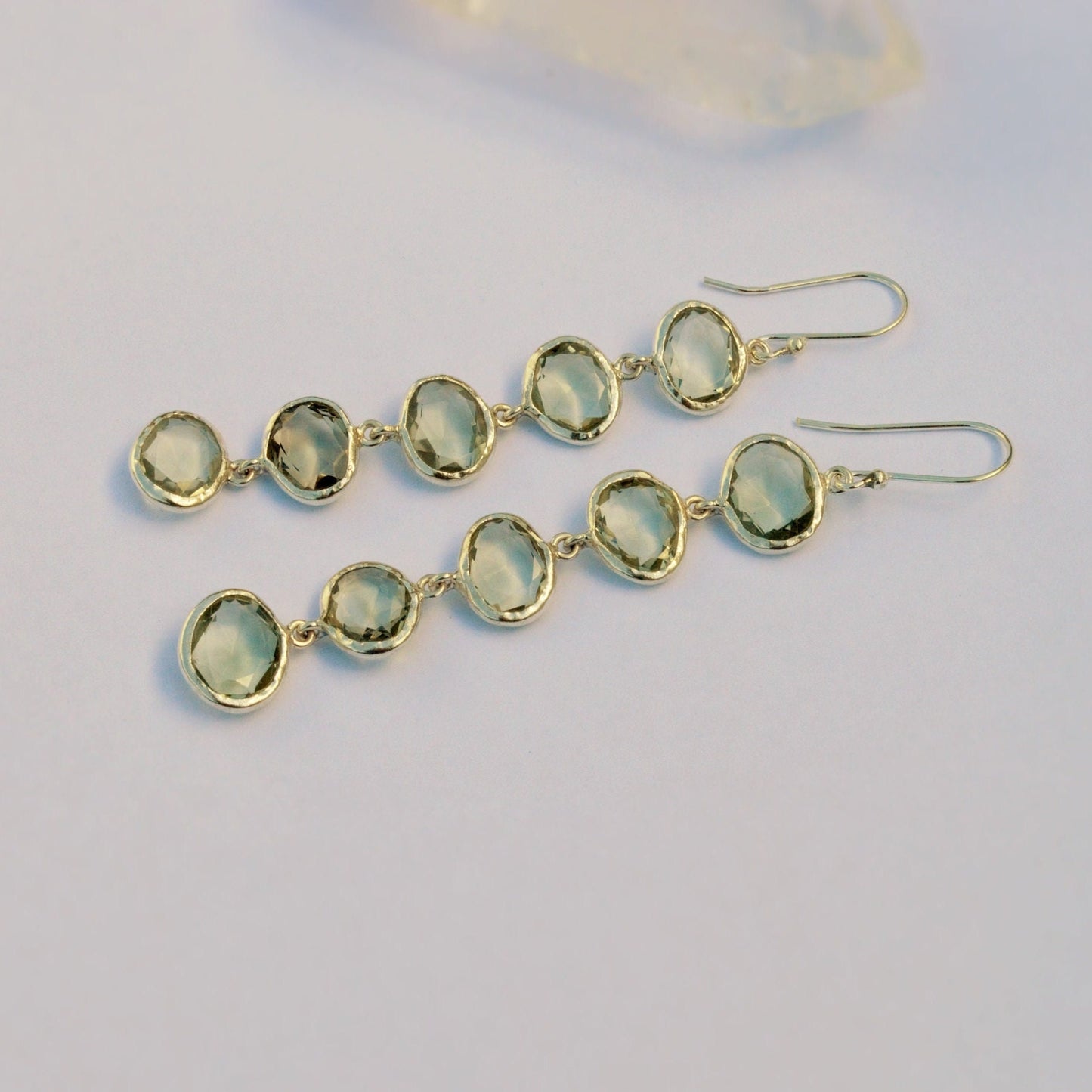 Green Amethyst Sterling Silver Earrings, February Birthstone Jewelry, Amethyst Dangle Earrings, Birthday Gift For Her, Bridesmaid Gift