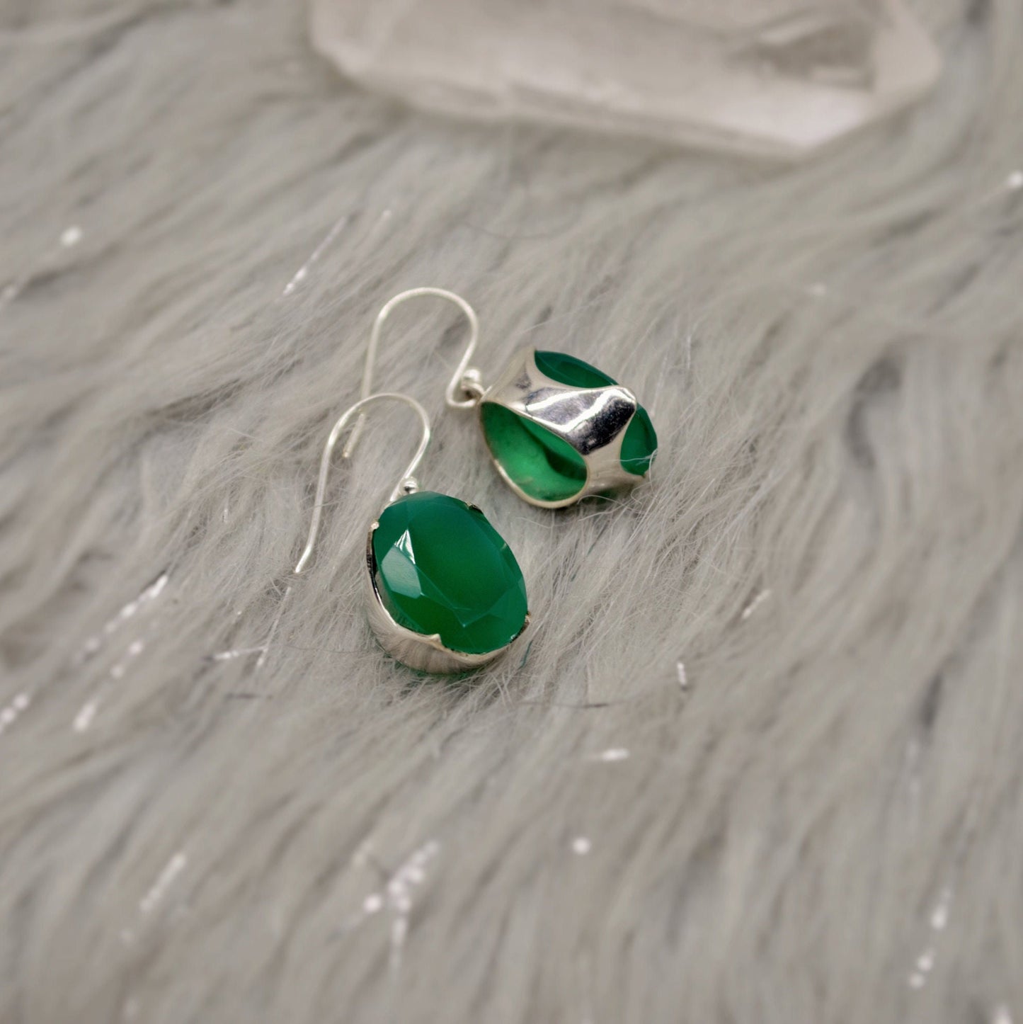 Green Onyx Earrings, Sterling Silver Gemstone Earrings, Dangle Drop Earrings, Handmade Earrings, Gifts For Her