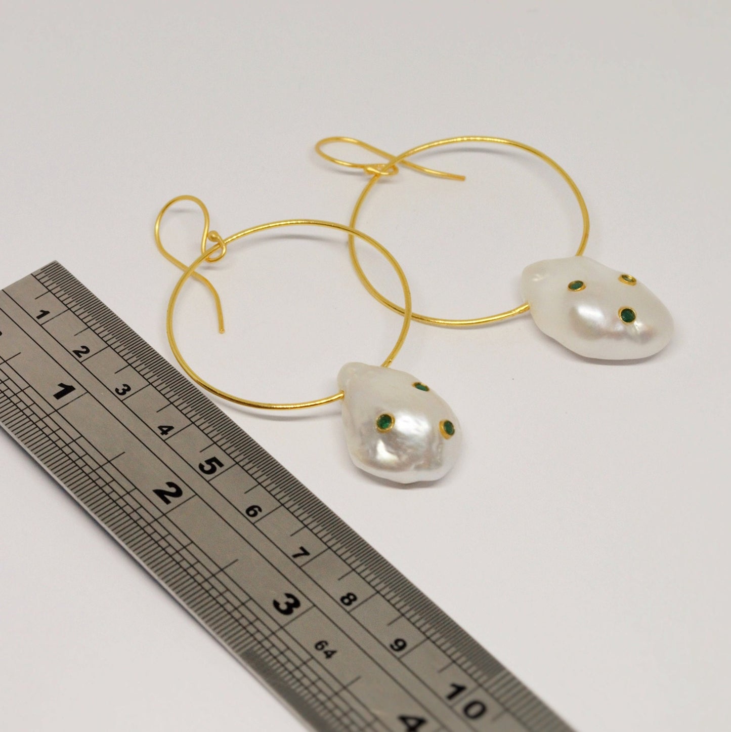 Baroque Pearl Gold Hoop Earrings, June Birthstone, Bridal Gemstone Dangle Earrings, Bridesmaid Earring, Pearl Jewelry, Gifts For Her