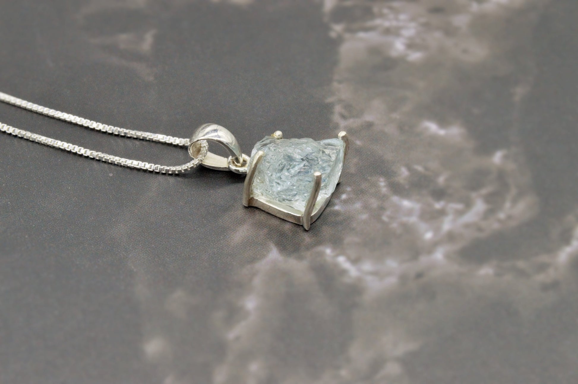 Raw Aquamarine Pendant Necklace, Sterling Silver, March Birthstone, Aquamarine Crystal, Raw Gemstone, Gift For Her