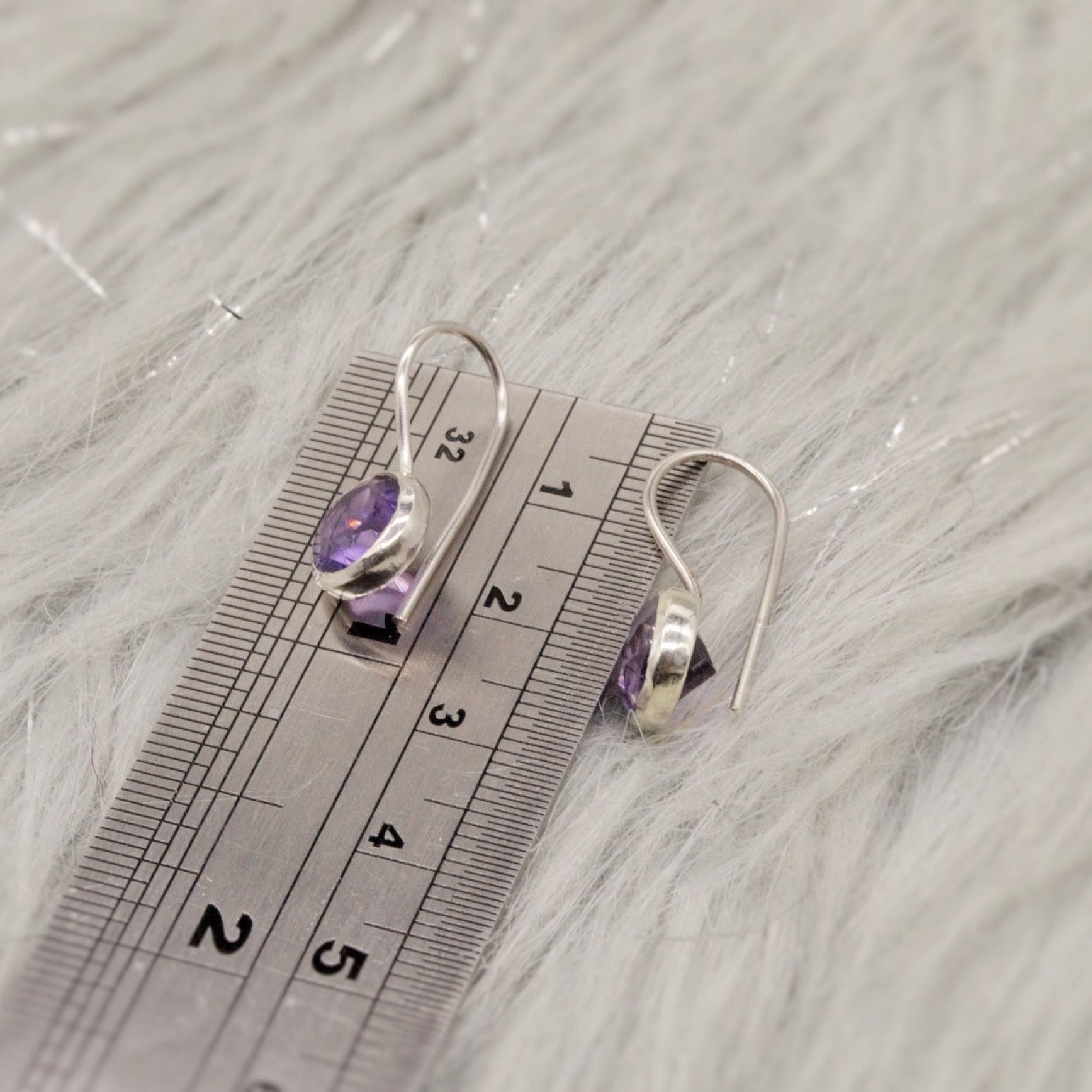 Purple Amethyst Sterling Silver Earrings, February Birthstone, Dainty Statement Unique Gemstone Dangle Drop Earrings, Gifts For Her