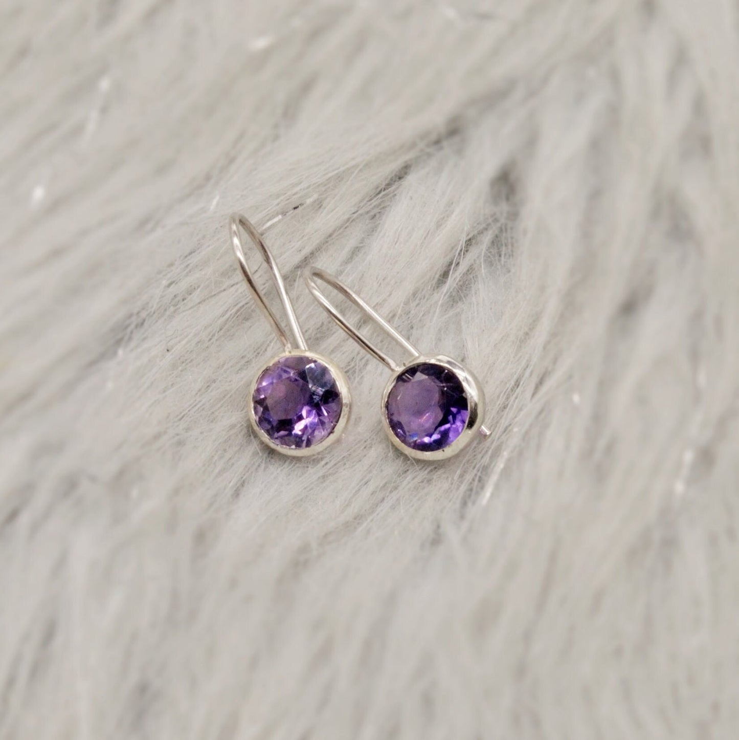 Purple Amethyst Sterling Silver Earrings, February Birthstone, Dainty Statement Unique Gemstone Dangle Drop Earrings, Gifts For Her
