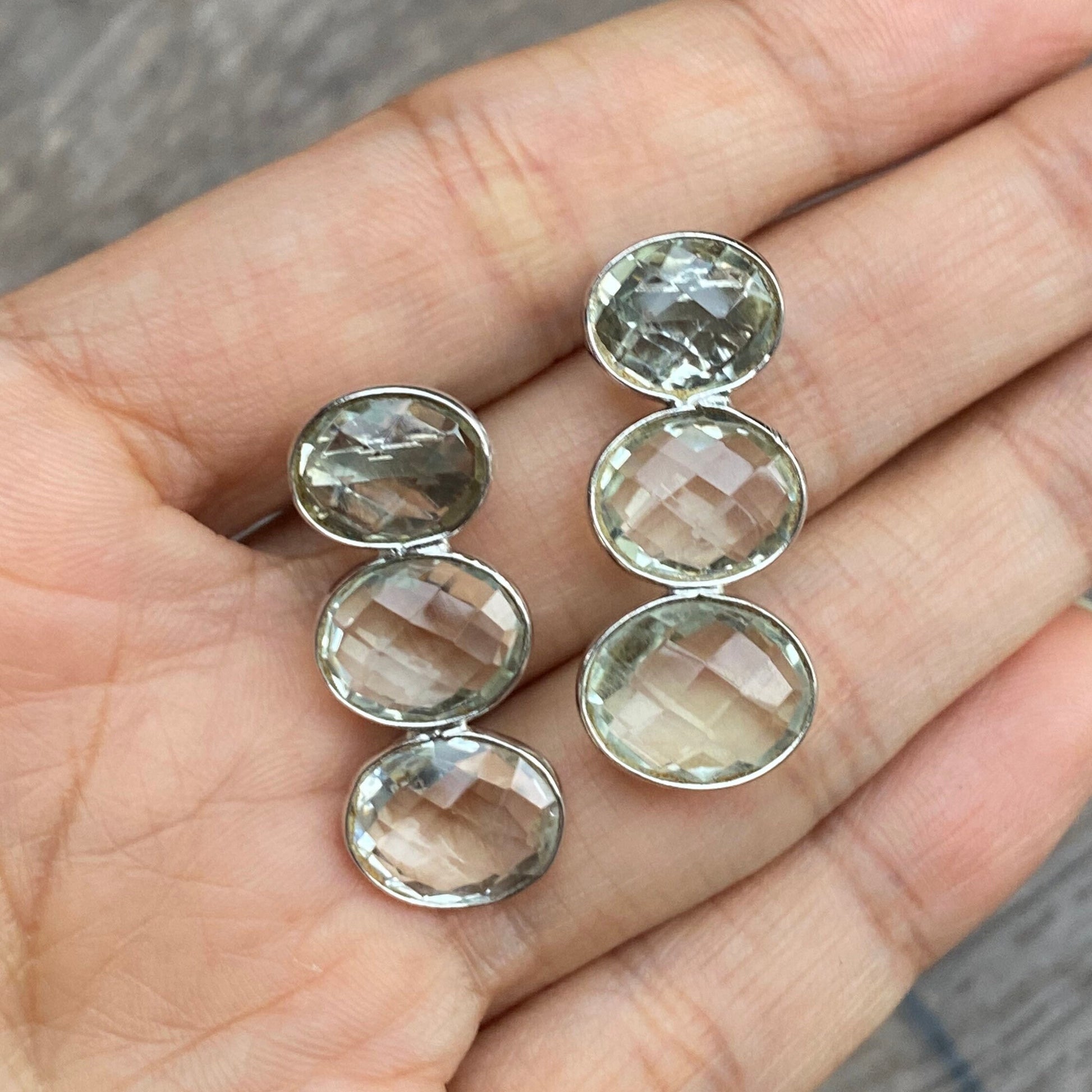 Green Amethyst Sterling Silver Earrings, February Birthstone Jewelry, Amethyst Jewelry, Gift For her, Dangle Drop Earrings, Valentine Gift
