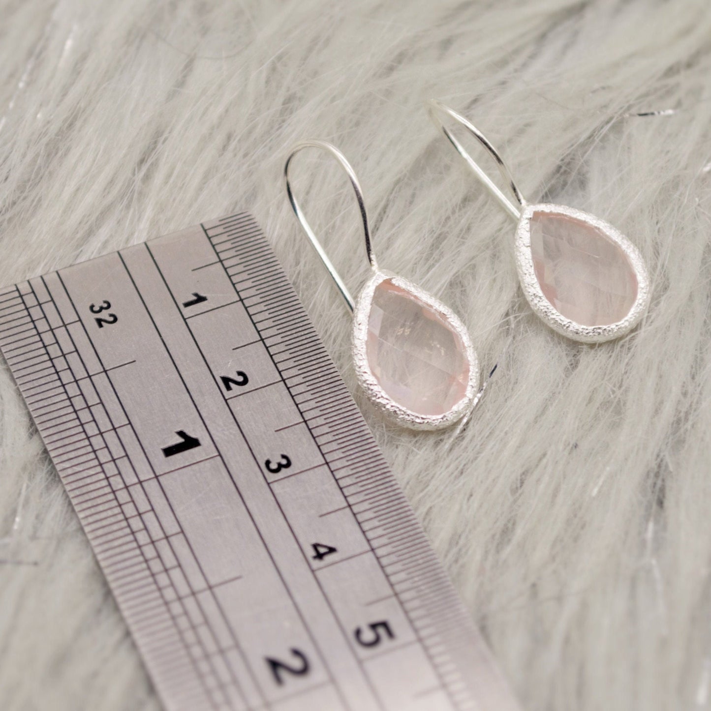 Rose Quartz Sterling Silver Drop Earrings, Unique Dangle Drop Earrings, Birthday Gifts For Her, Christmas, Gemstone Earrings, Quartz Jewelry