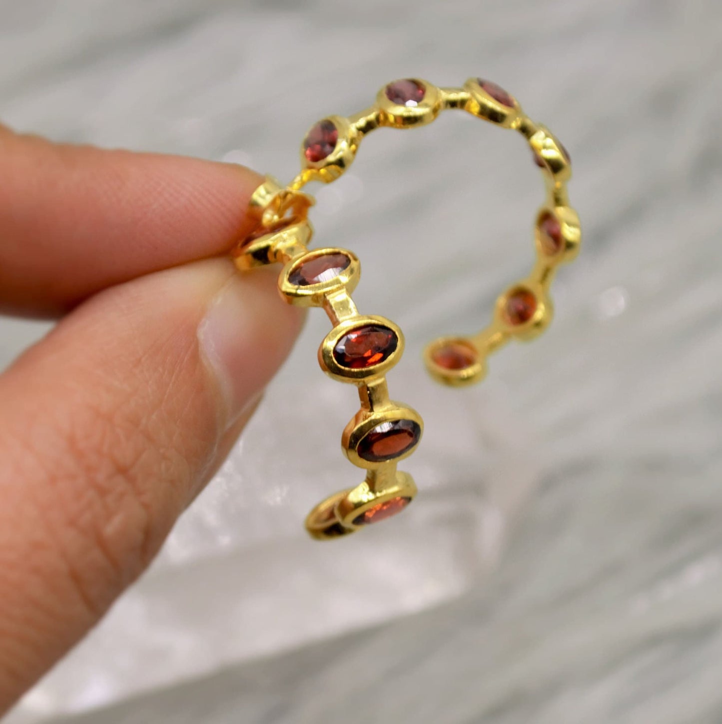 Red Garnet Gold Hoop Earrings, Sterling Silver January Birthstone Earrings, Minimalist Red Huggies Earrings, Unique Birthday Gifts For Her