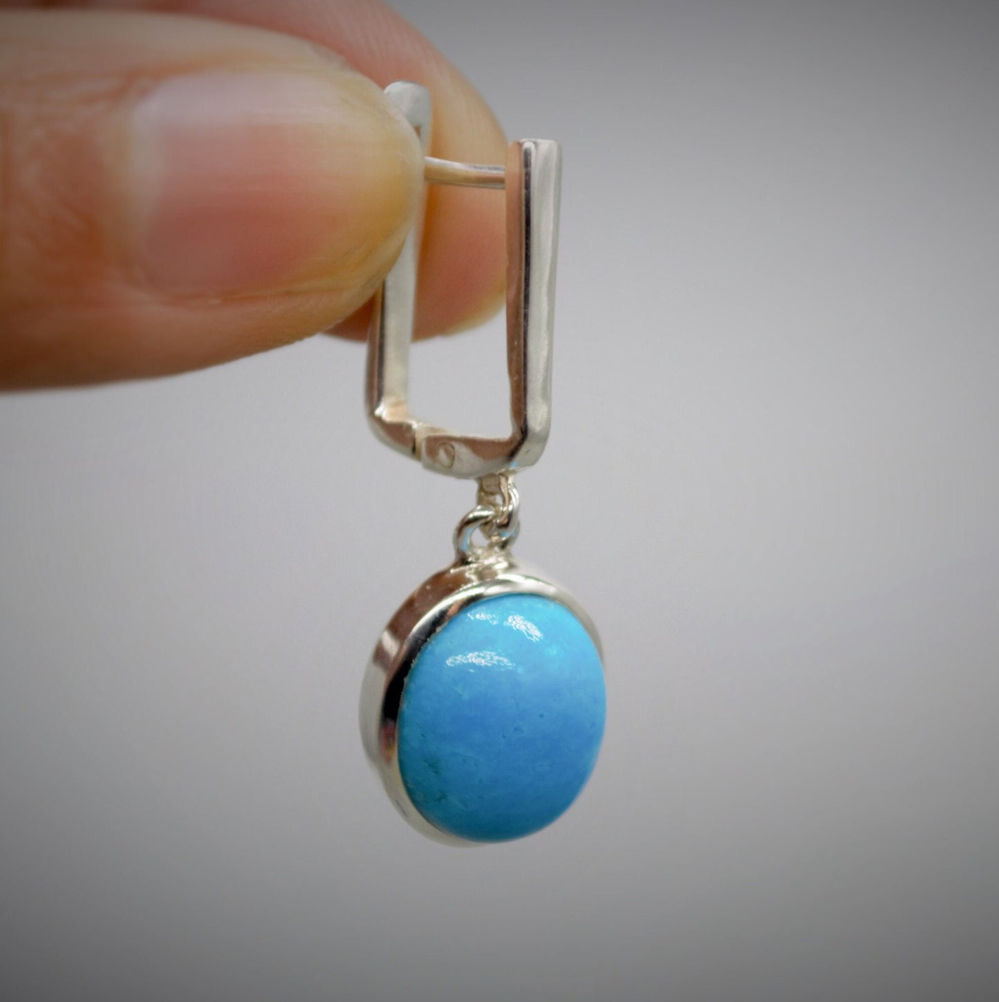 Blue Turquoise Drop Earrings, Sterling Silver Turquoise Jewelry, December Birthstone, Unique Gemstone, Christmas Gifts, Dangle Earrings