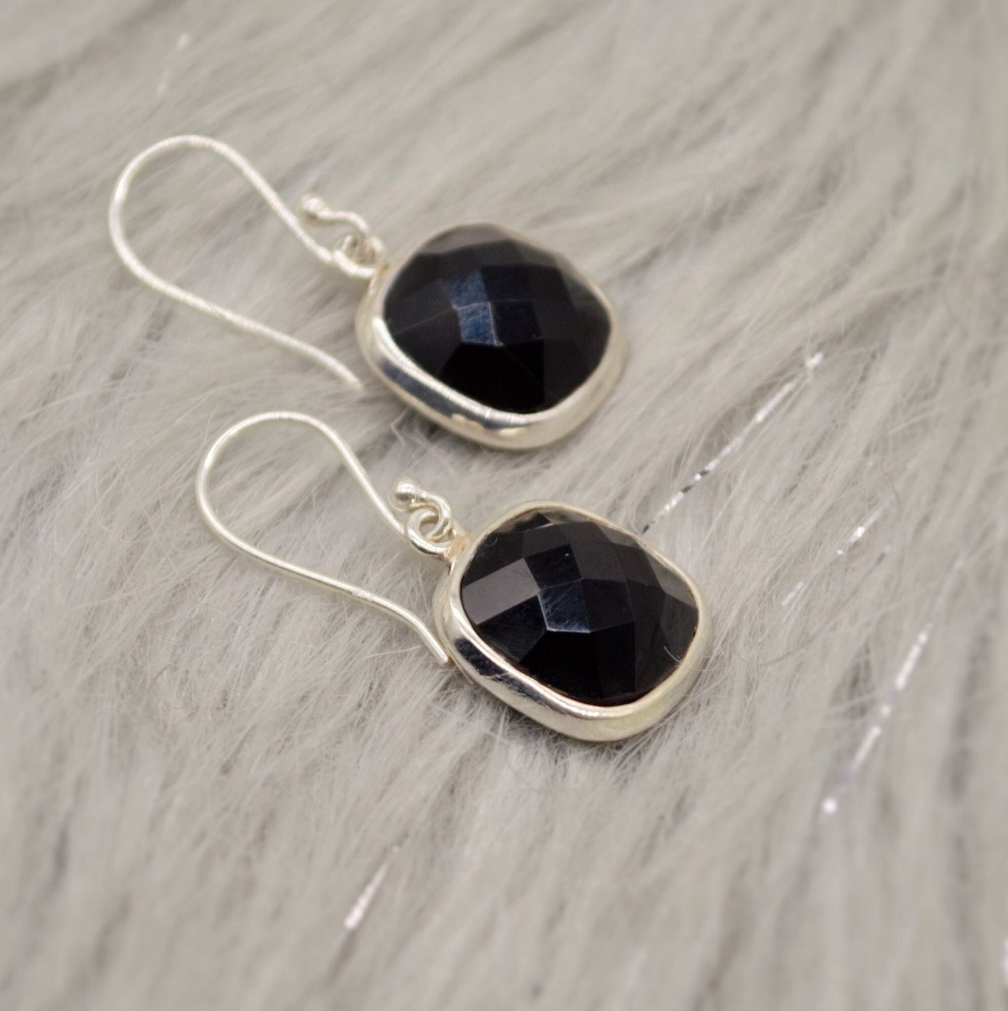 Black Onyx Sterling Silver Earrings, Statement Gemstone Earrings, Unique Dangle Drop Earrings, Birthday, Christmas Gift For Her