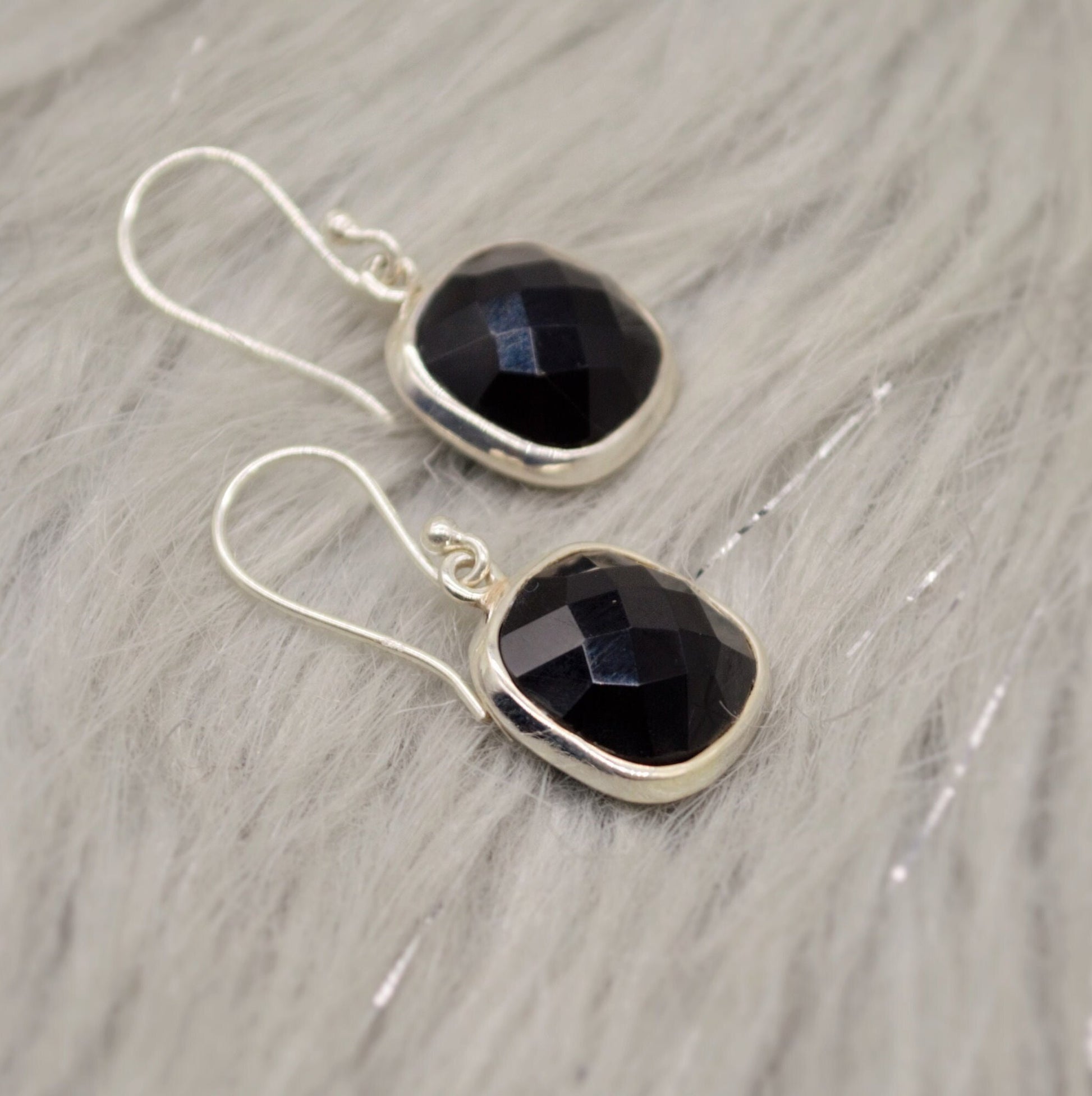 Black Onyx Sterling Silver Earrings, Statement Gemstone Earrings, Unique Dangle Drop Earrings, Birthday, Christmas Gift For Her