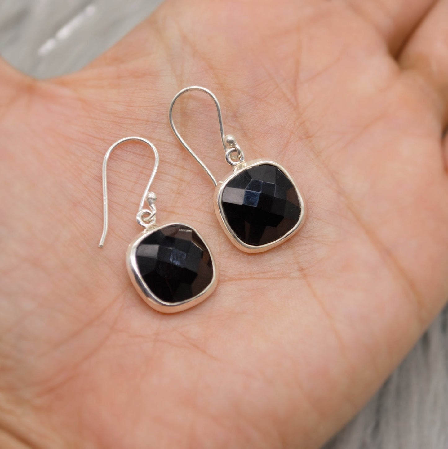 Black Onyx Sterling Silver Earrings, Statement Gemstone Earrings, Unique Dangle Drop Earrings, Birthday, Christmas Gift For Her