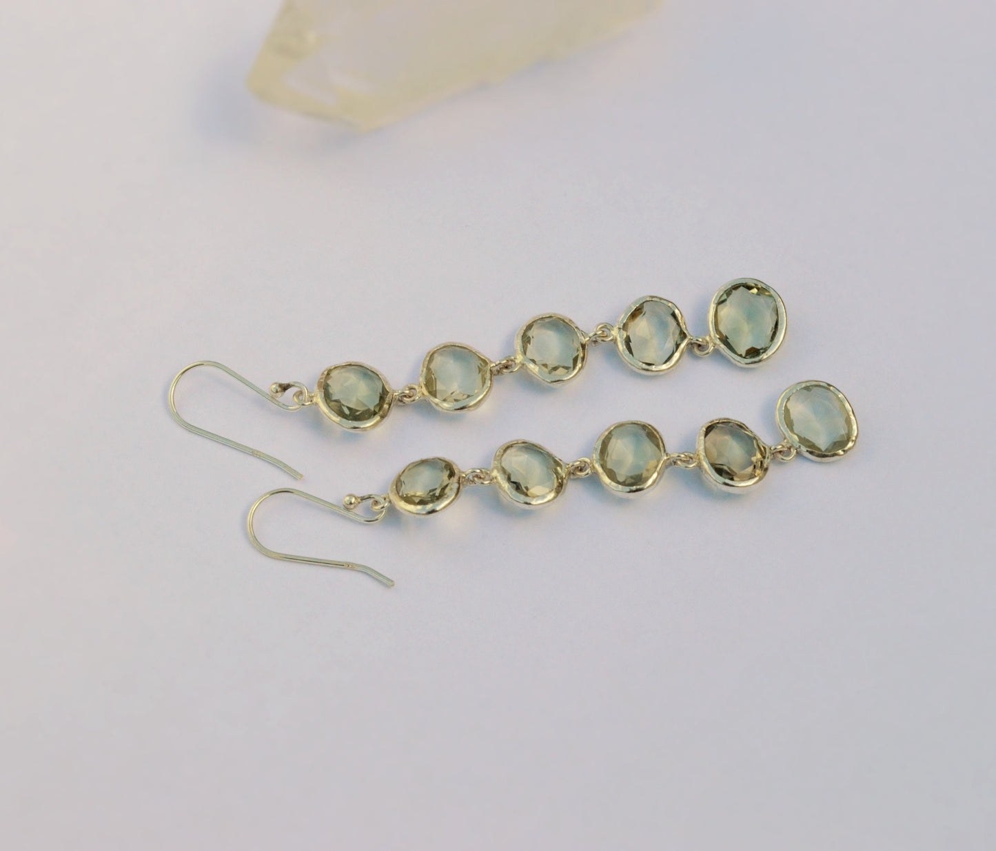 Green Amethyst Sterling Silver Earrings, February Birthstone Jewelry, Amethyst Dangle Earrings, Birthday Gift For Her, Bridesmaid Gift