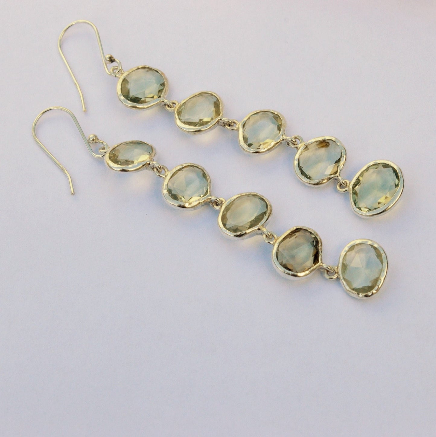 Green Amethyst Sterling Silver Earrings, February Birthstone Jewelry, Amethyst Dangle Earrings, Birthday Gift For Her, Bridesmaid Gift