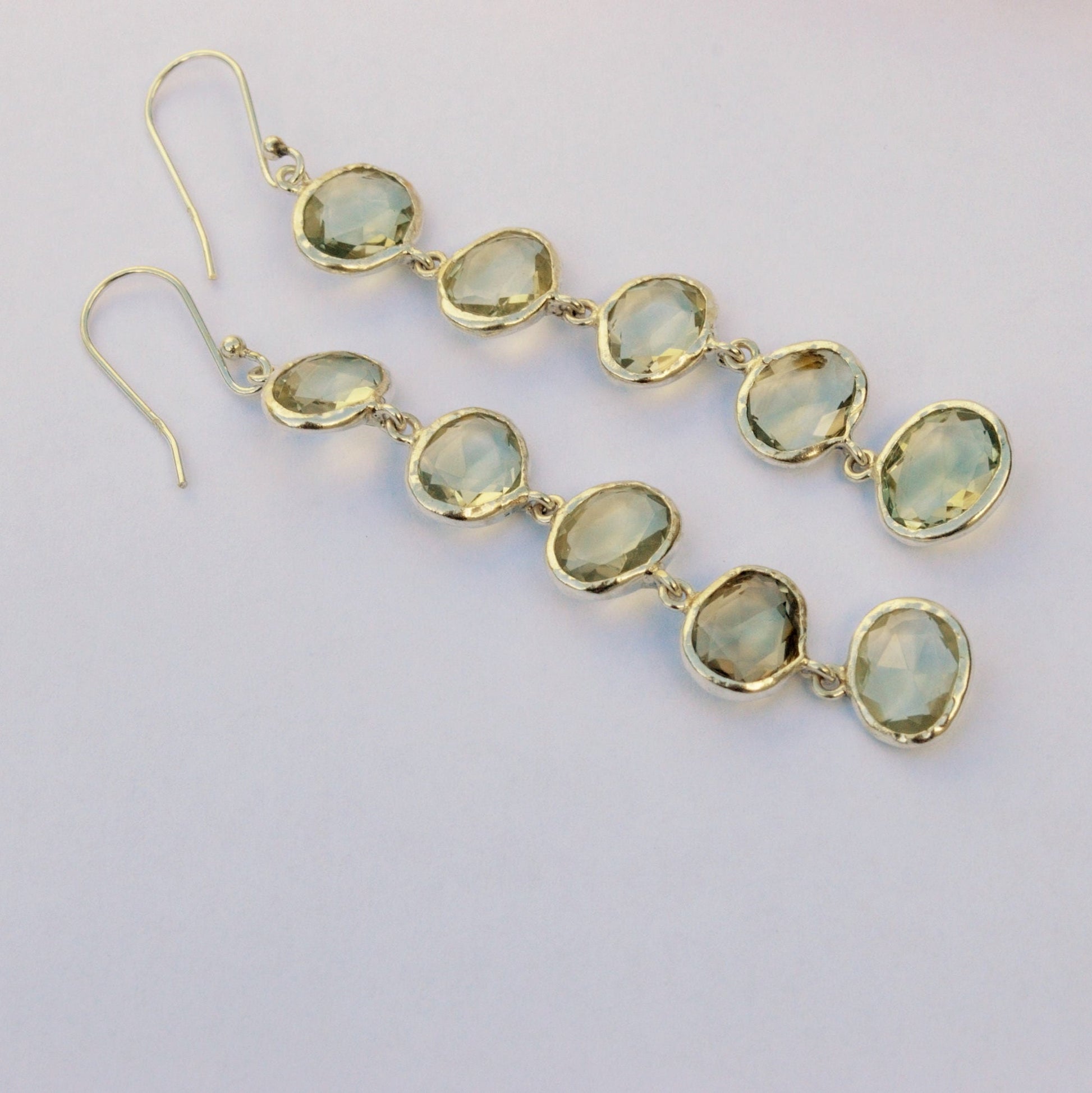Green Amethyst Sterling Silver Earrings, February Birthstone Jewelry, Amethyst Dangle Earrings, Birthday Gift For Her, Bridesmaid Gift