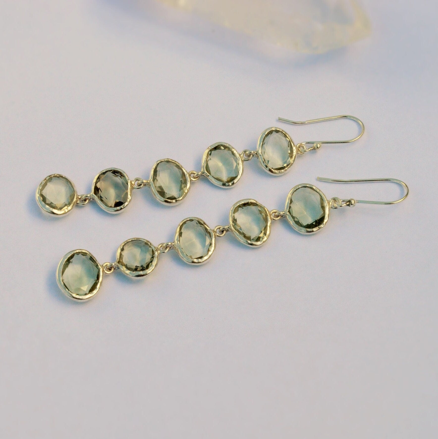 Green Amethyst Sterling Silver Earrings, February Birthstone Jewelry, Amethyst Dangle Earrings, Birthday Gift For Her, Bridesmaid Gift