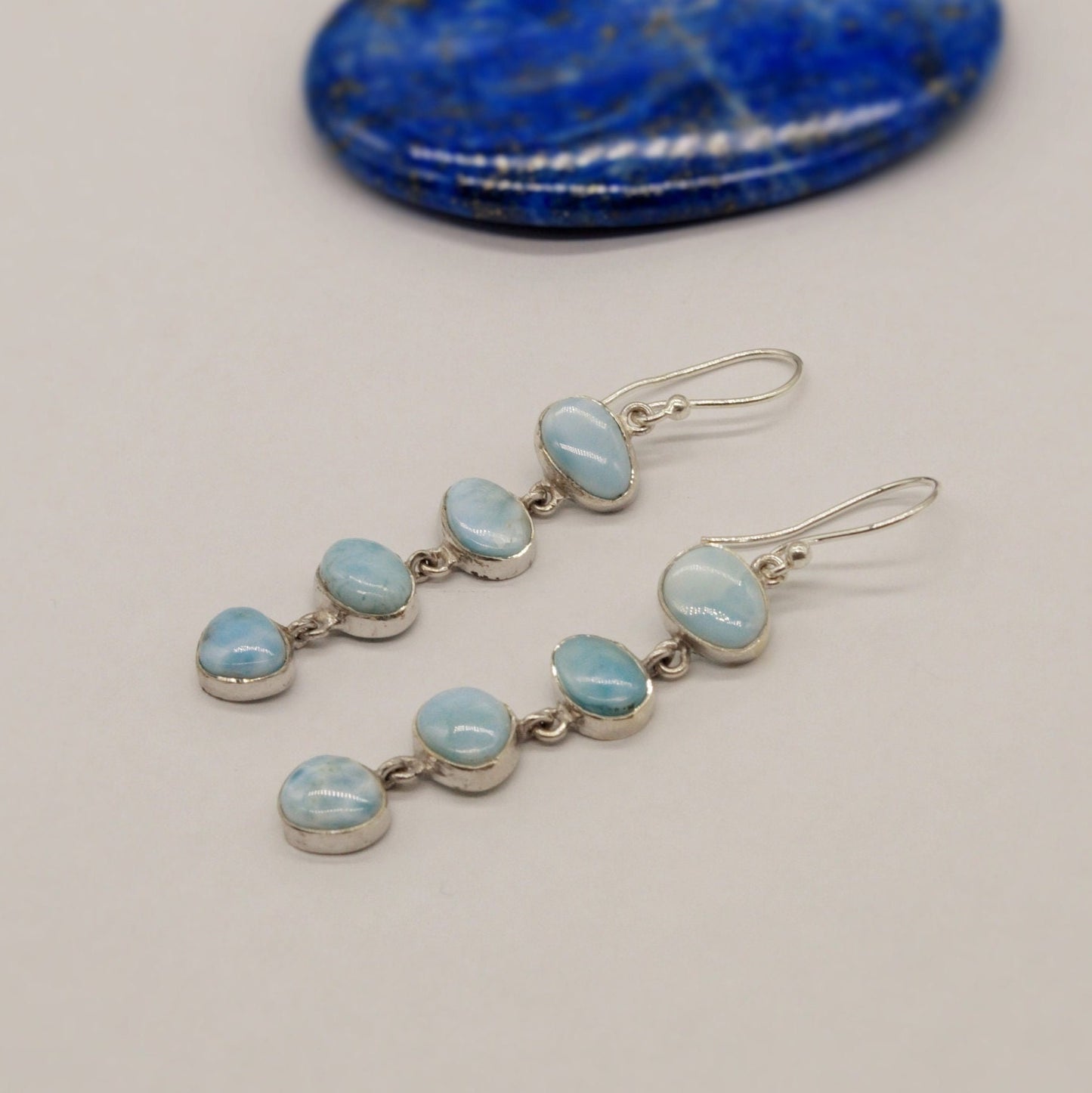 Larimar Dangle Drop Earrings, Sterling Silver, Blue Larimar Stone Earrings, Larimar Gemstone, Best Friend Gift For Her, Bridesmaid Gifts