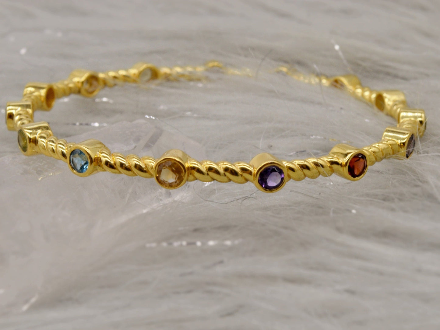 Amethyst, Topaz, Citrine Gold Bracelet, Dainty Birthstone Bangle Bracelet, Gemstone Bracelet, Bracelets For Women, Gifts For Her