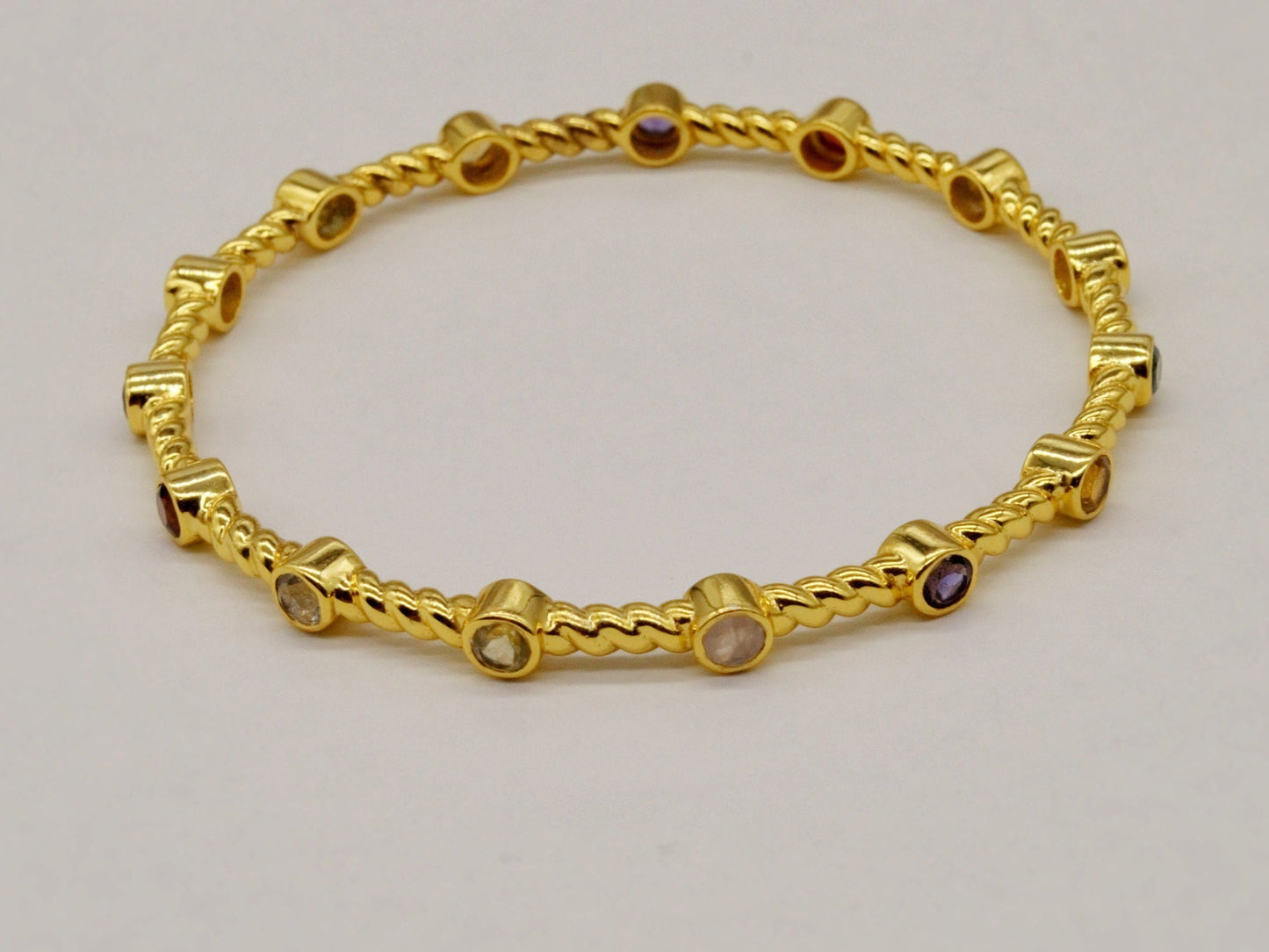 Amethyst, Topaz, Citrine Gold Bracelet, Dainty Birthstone Bangle Bracelet, Gemstone Bracelet, Bracelets For Women, Gifts For Her