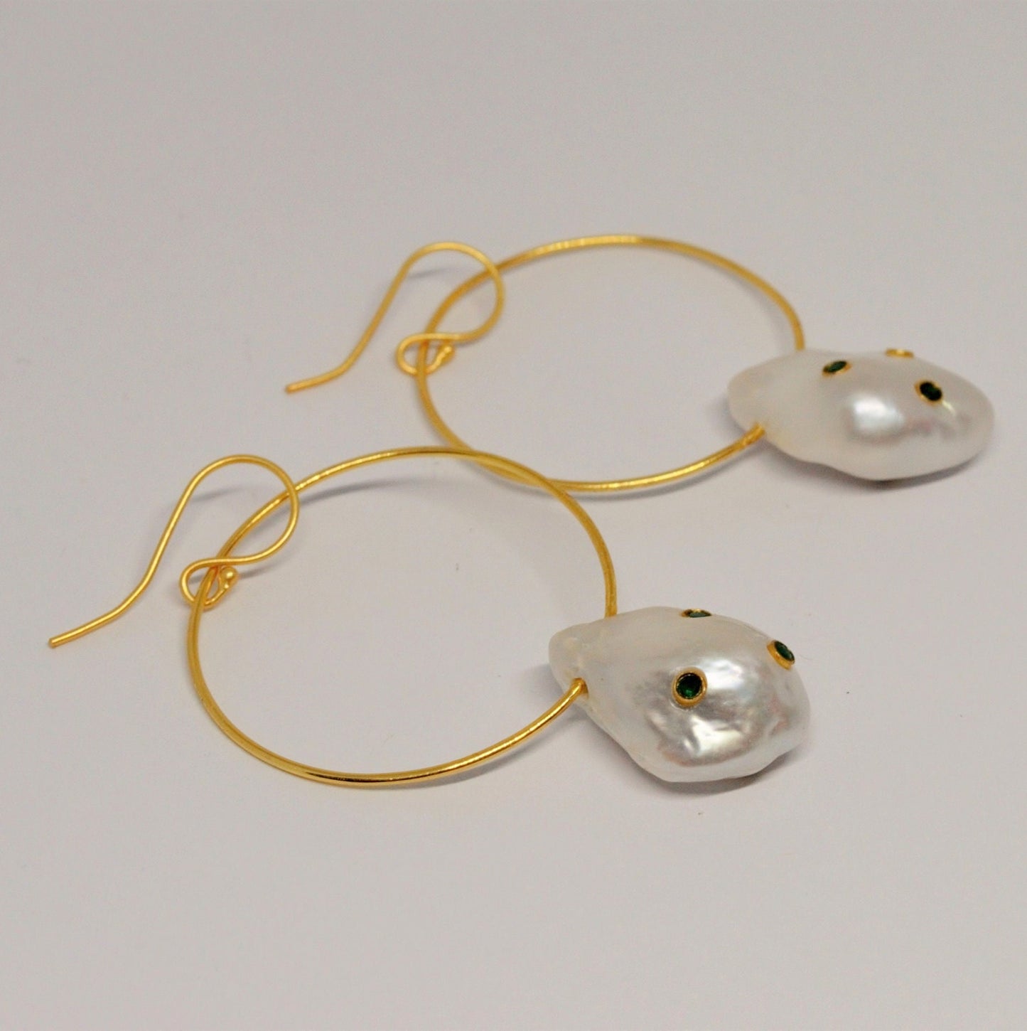 Baroque Pearl Gold Hoop Earrings, June Birthstone, Bridal Gemstone Dangle Earrings, Bridesmaid Earring, Pearl Jewelry, Gifts For Her