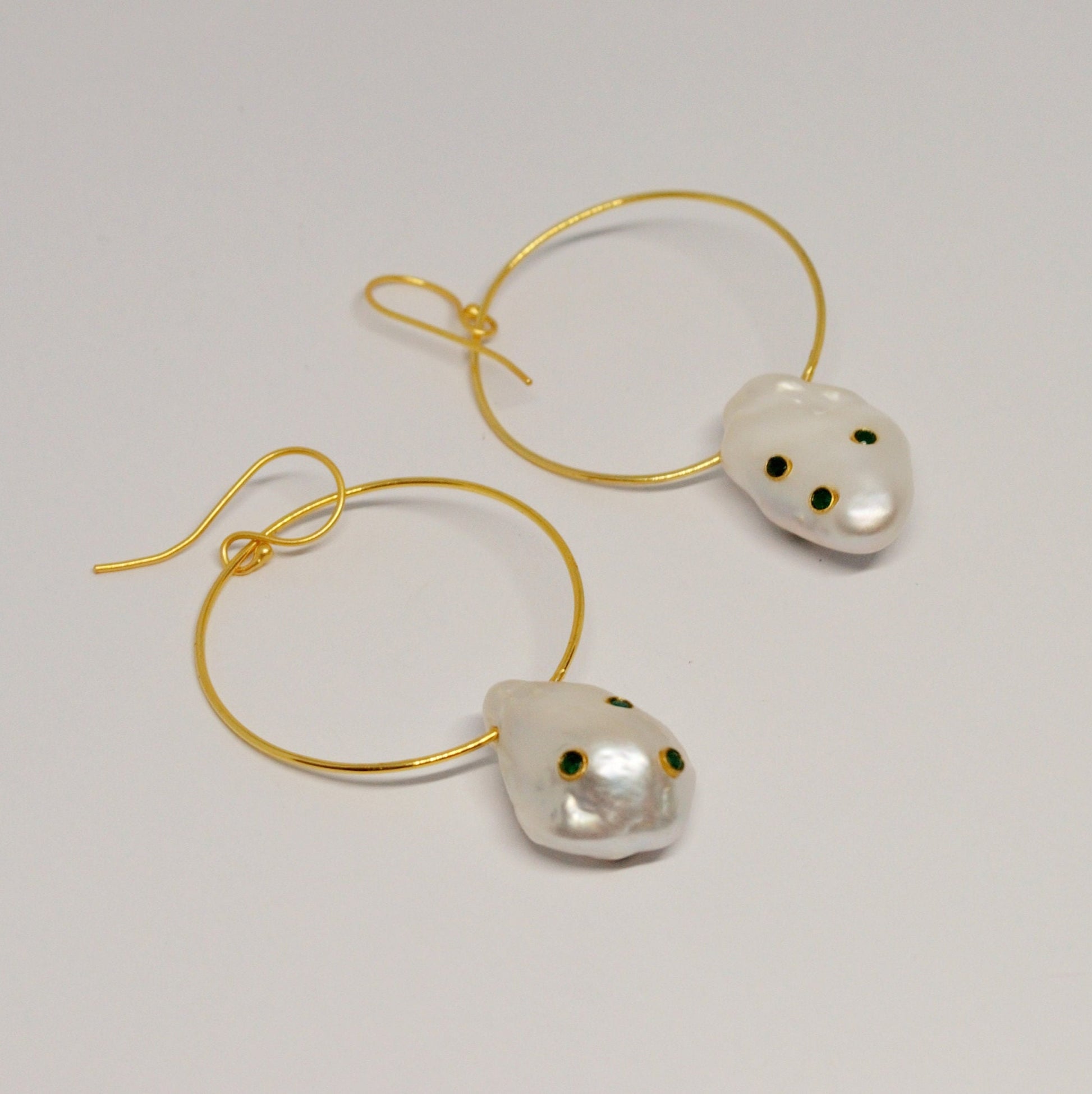 Baroque Pearl Gold Hoop Earrings, June Birthstone, Bridal Gemstone Dangle Earrings, Bridesmaid Earring, Pearl Jewelry, Gifts For Her