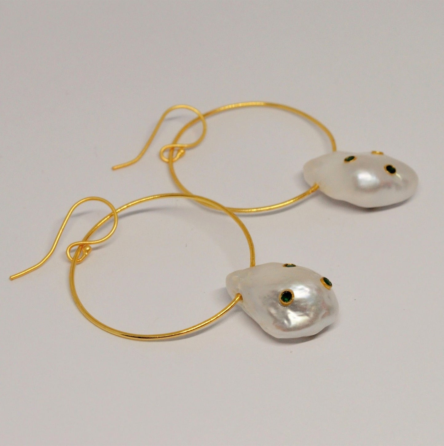 Baroque Pearl Gold Hoop Earrings, June Birthstone, Bridal Gemstone Dangle Earrings, Bridesmaid Earring, Pearl Jewelry, Gifts For Her