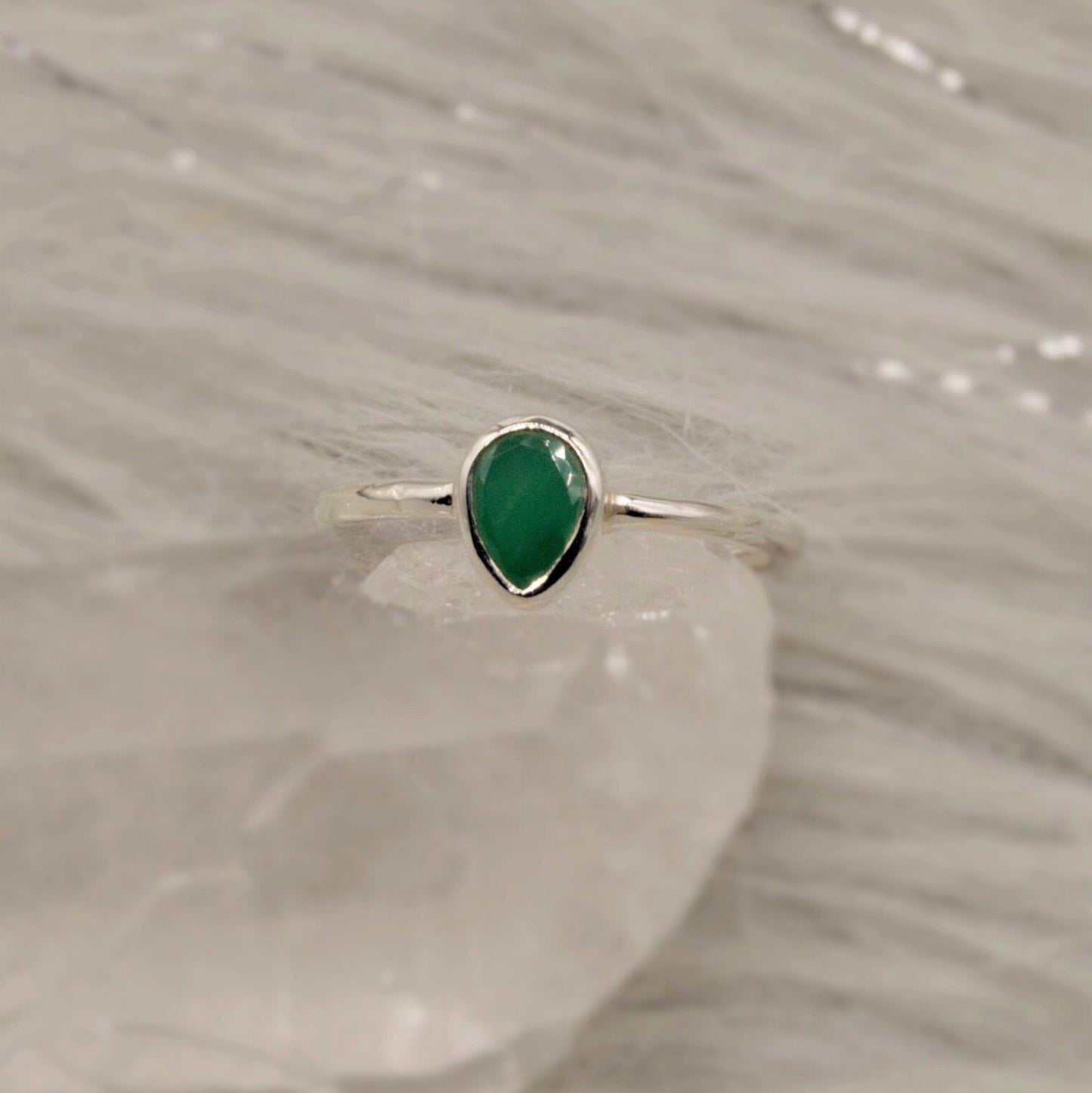 Emerald Ring, Green Dainty Silver Ring, Emerald Jewelry, Sterling Silver, May Birthstone, Rings for Women, Handmade Stacking Ring, Birthday