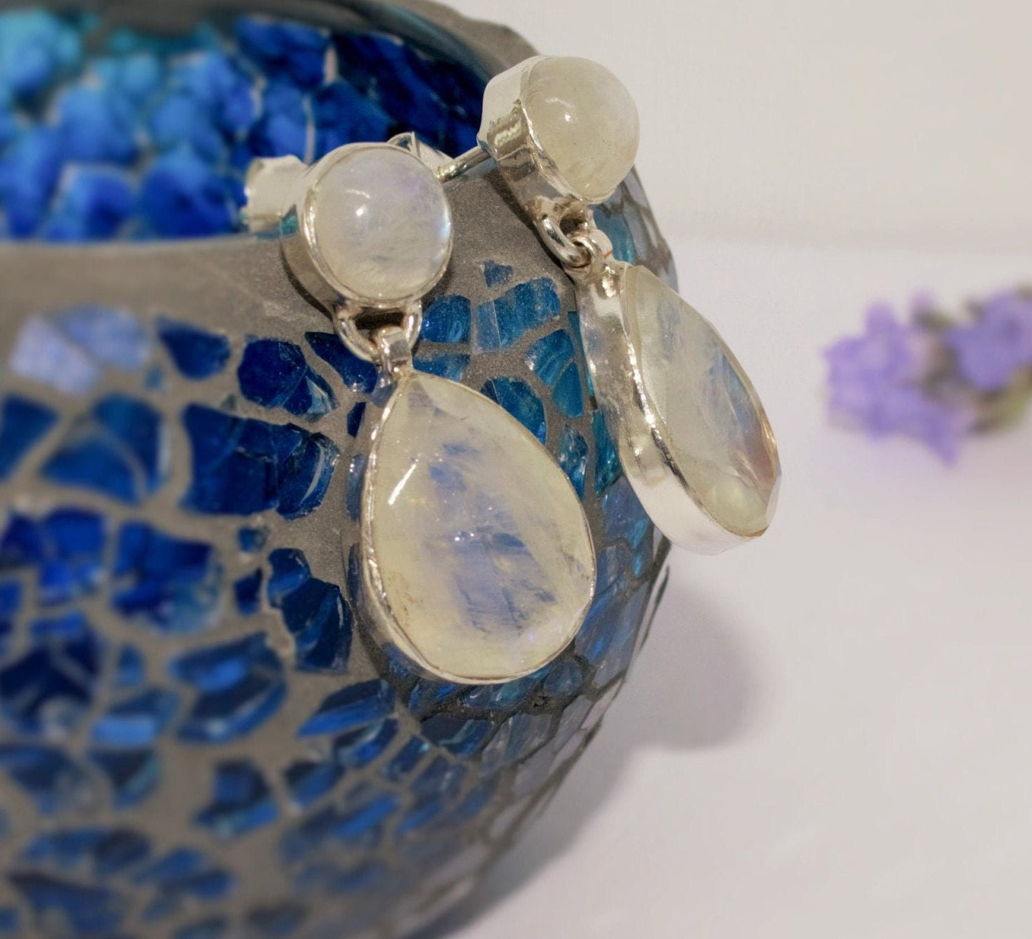 Rainbow Moonstone Sterling Silver Earrings, Moonstone Jewelry, Unique Gemstone Dangle Drop Earrings, Dainty Earrings, Gift For Her