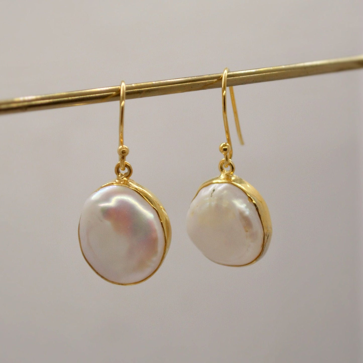 Pearl Earrings, Gold Plated Sterling Silver, June Birthstone Drop Earrings, Gemstone Earrings, Mothers Day Gift For Her, Birthday Gift