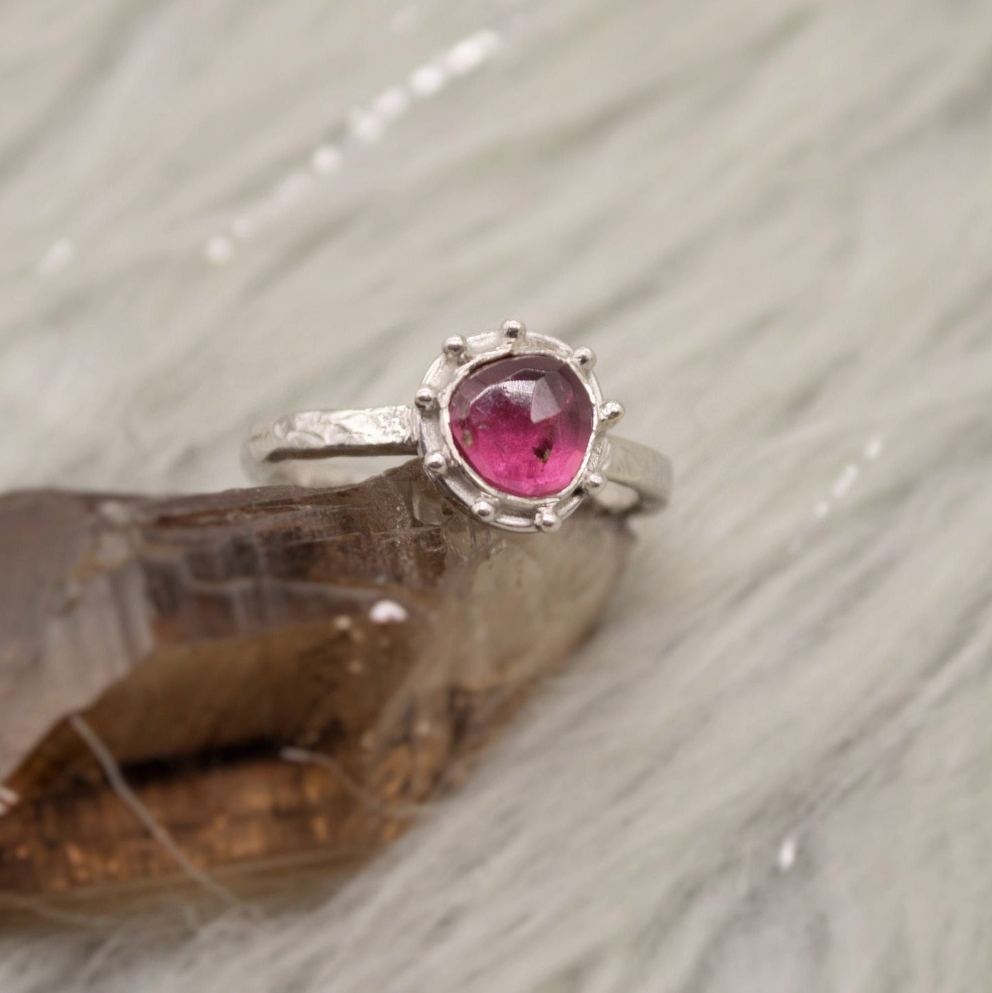 Pink Tourmaline Ring, Yellow, Green Tourmaline Ring, Sterling Silver Ring, Tourmaline Jewelry, October Birthstone, Stackable Rings For Women