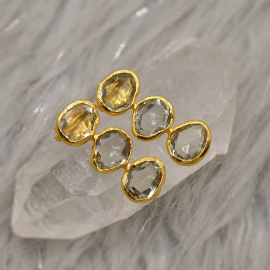 Green Amethyst Gold Drop Earrings, Gold Plated Sterling Silver Earrings, February Birthstone, Amethyst Jewelry, Gift For Her