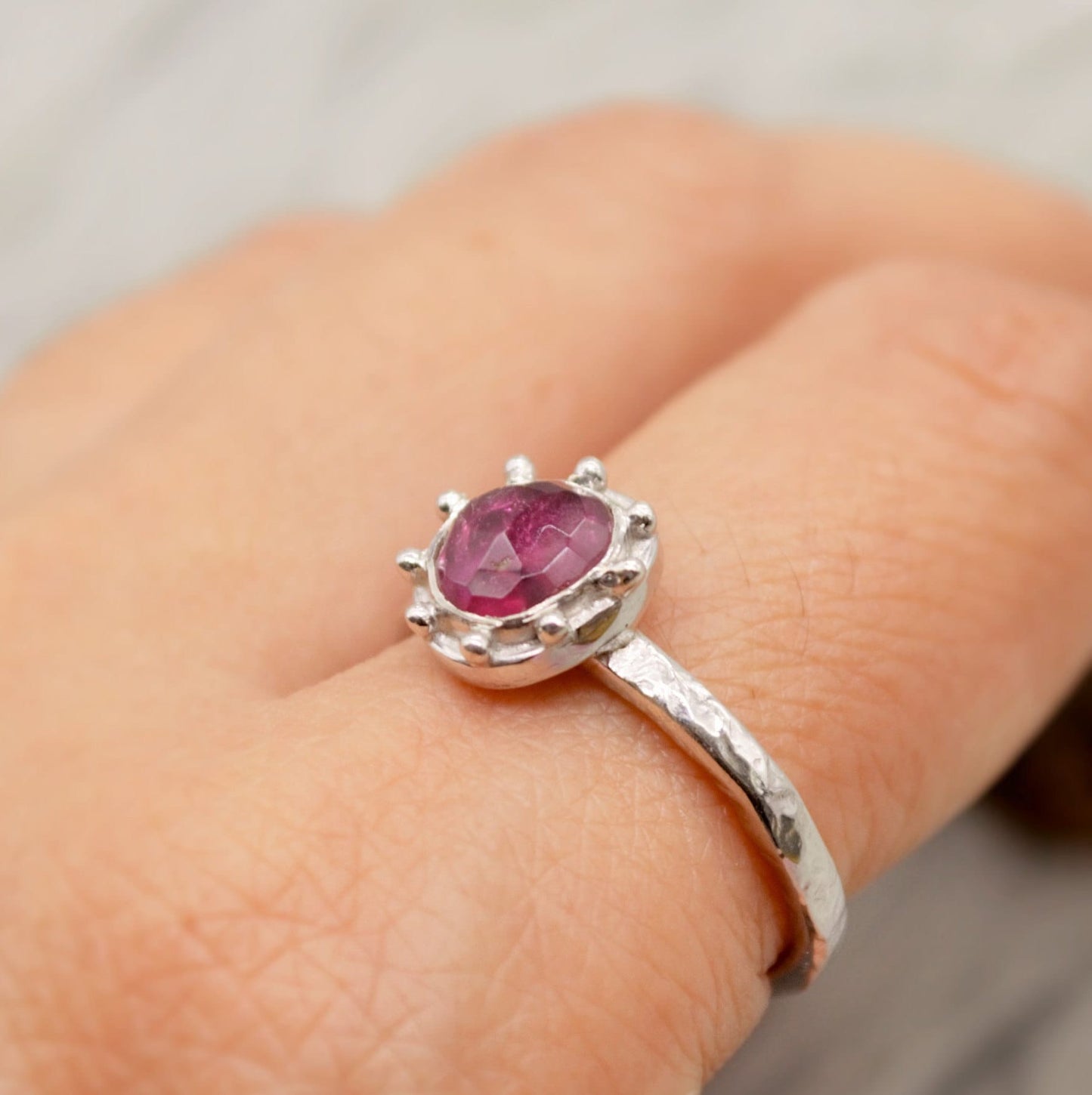 Pink Tourmaline Ring, Yellow, Green Tourmaline Ring, Sterling Silver Ring, Tourmaline Jewelry, October Birthstone, Stackable Rings For Women